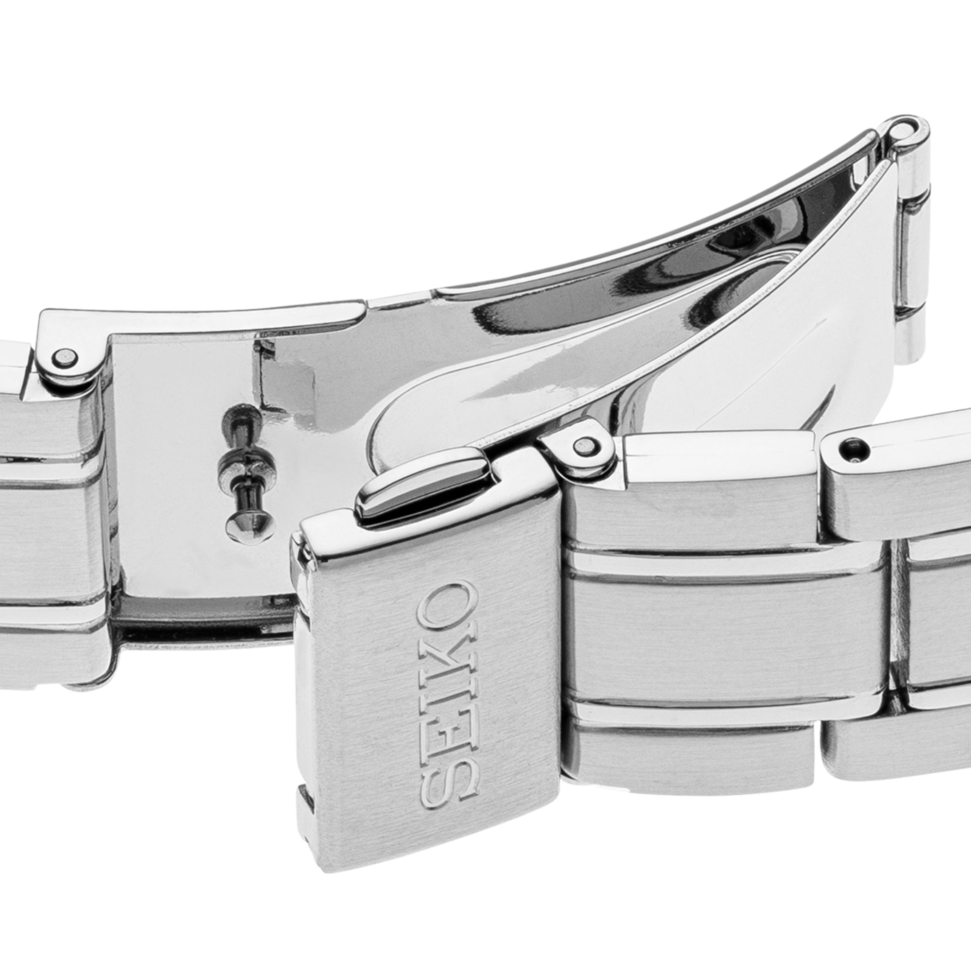 Seiko Essentials SUR419P1 watch three-fold clasp detail 