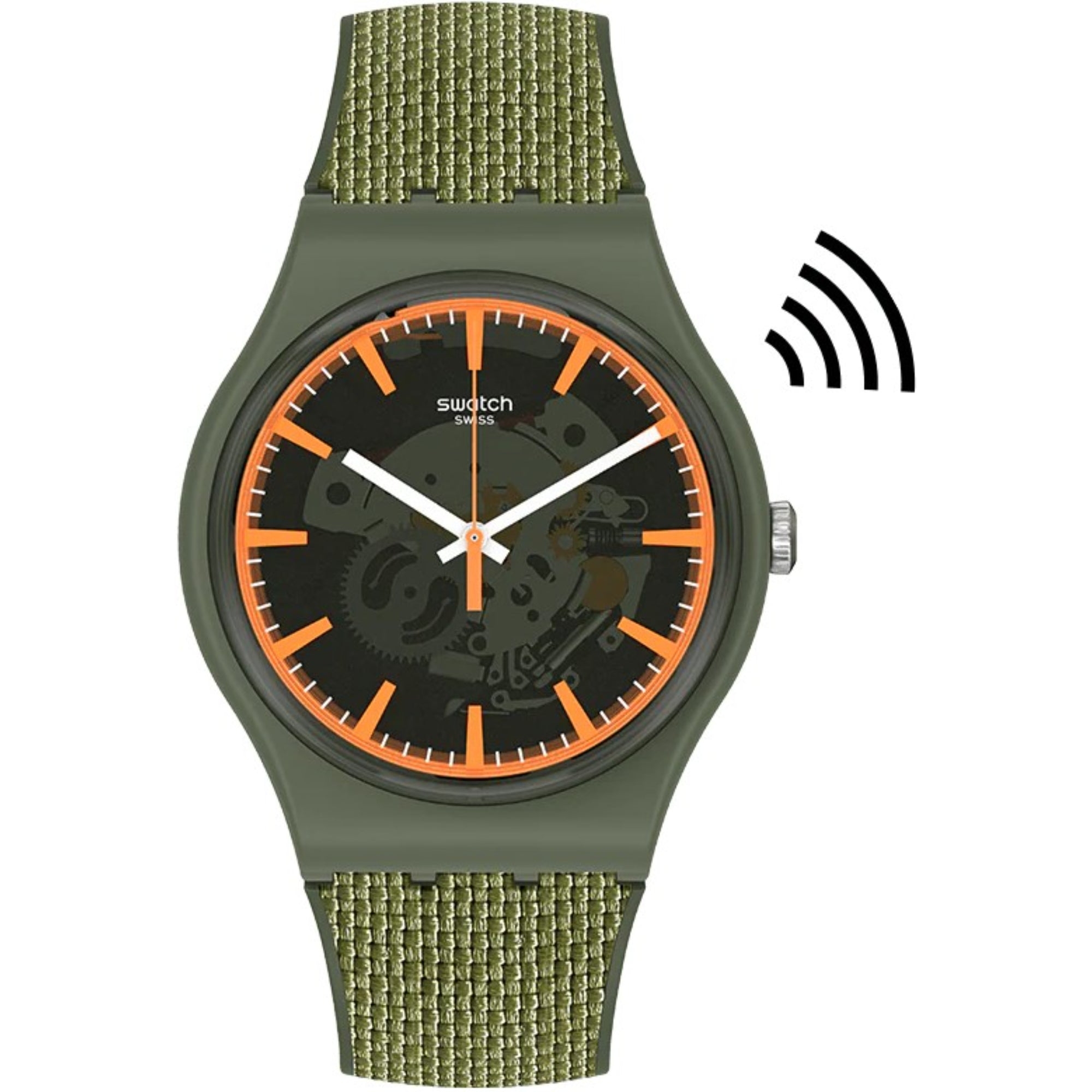 Swatch SwatchPAY! BnWPAY! Quarz Grünes Zifferblatt Grünes Silikonarmband Uhr SVIG100-5300