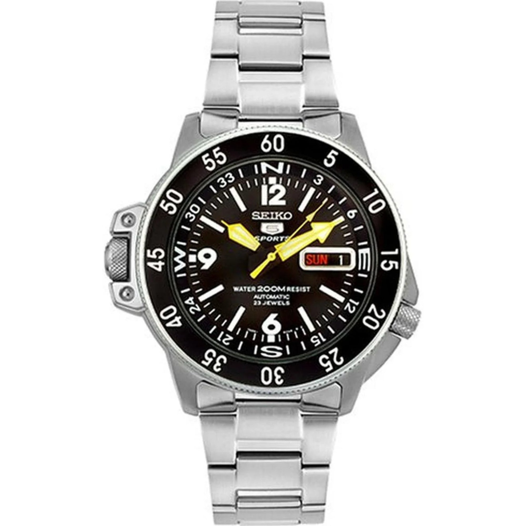 Seiko 5 Sports Land Shark Atlas Automatik Schwarzes Zifferblatt Stahl Herren Uhr SKZ211K1