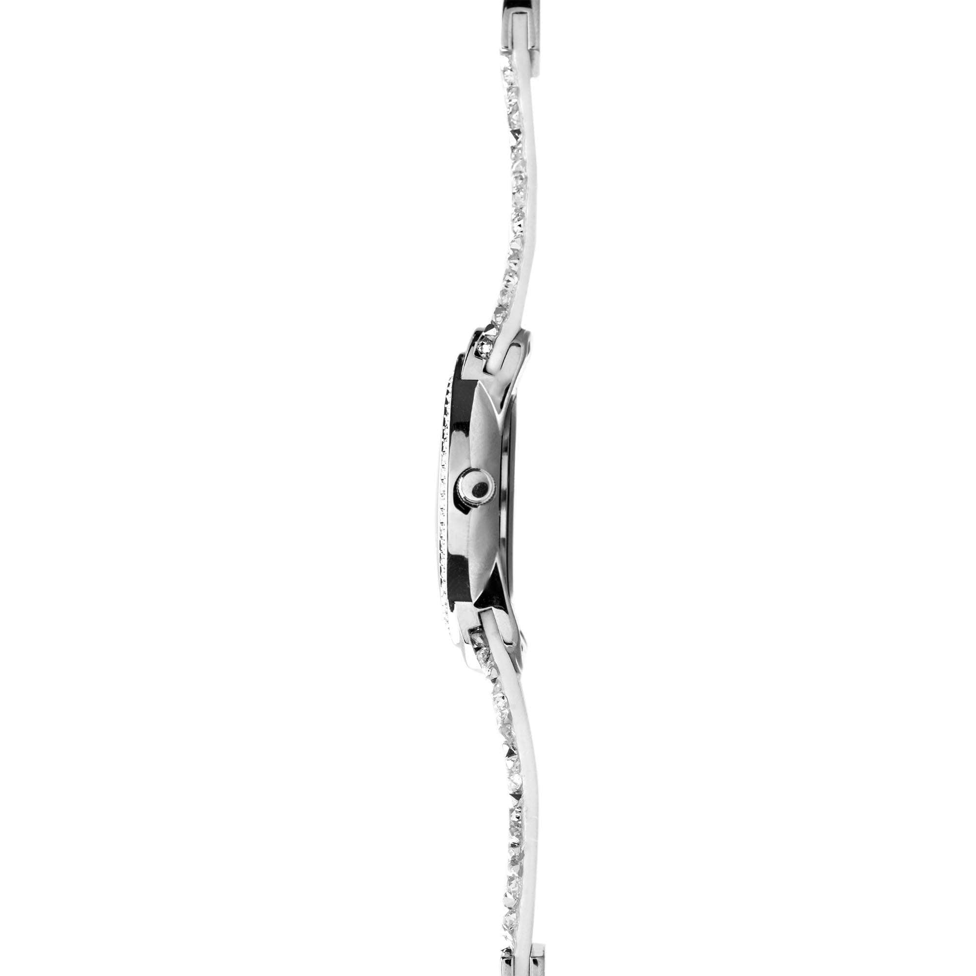 Seksy Rocks Quartz Silbernes Zifferblatt Silbernes Messing Armband Damen Uhr 40039
