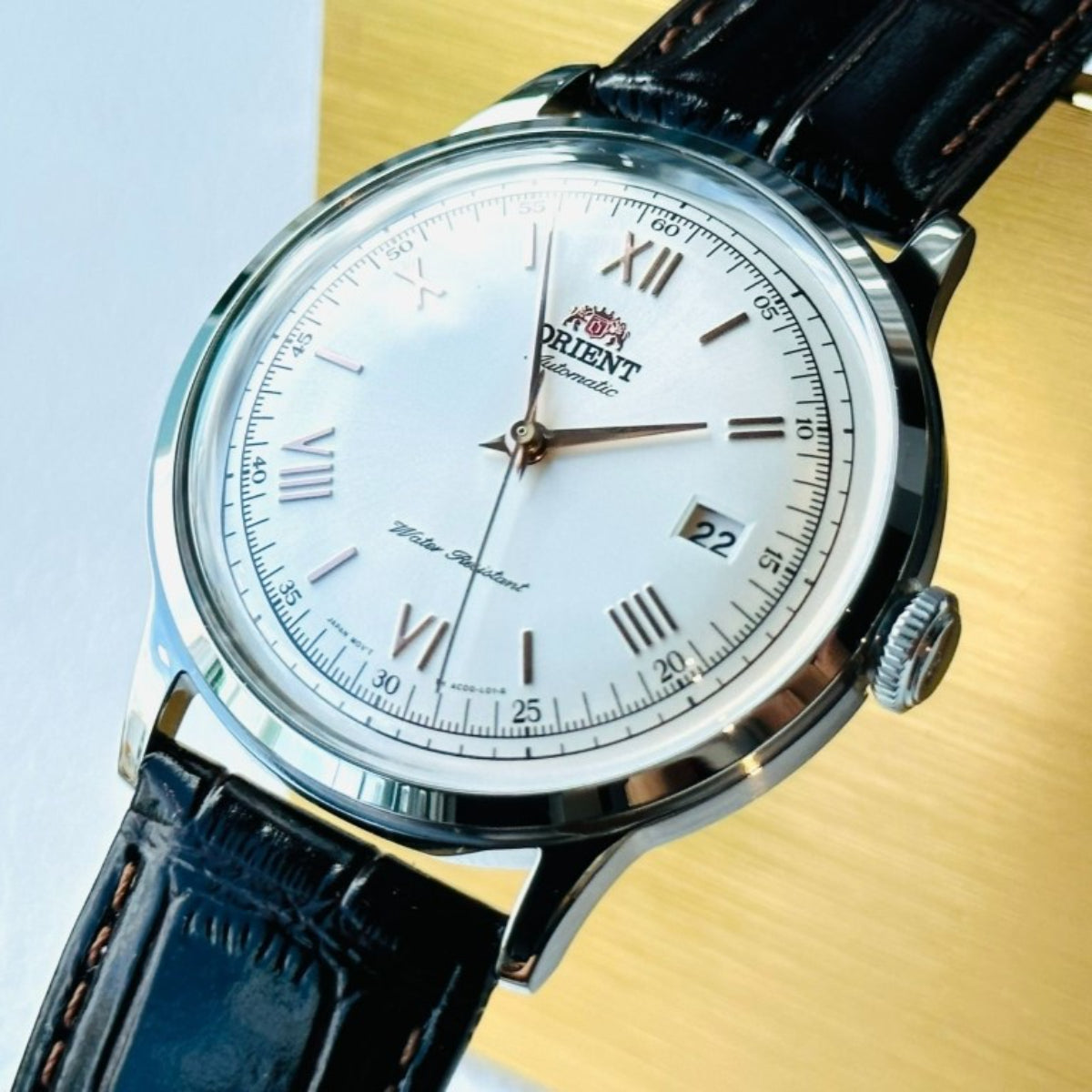 Orient Bambino 40.5mm White Dial Leather Mens Automatic Watch TAC00008W0