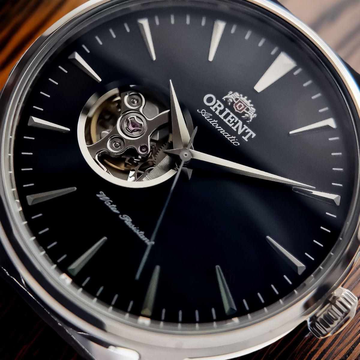 Orient Contemporary 41mm Offenes Herz Schwarzes Zifferblatt Leder Herren Automatik Uhr TAG02004B0