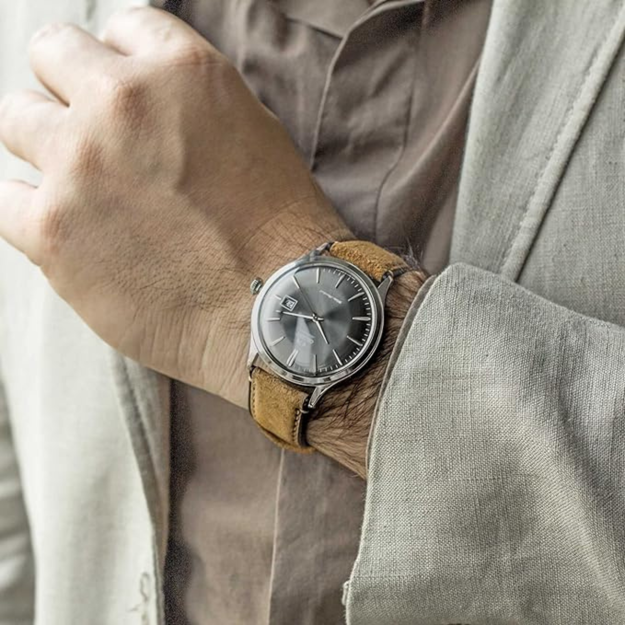 Orient Bambino 42mm Grey Dial Leather Mens Automatic Watch FAC08003A0