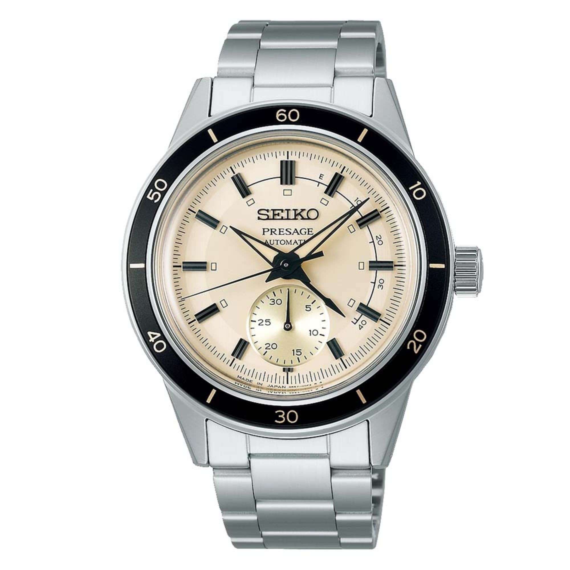 Seiko Presage Style 60s Automatik Elfenbein Zifferblatt Edelstahlarmband Herren Uhr SSA447J1