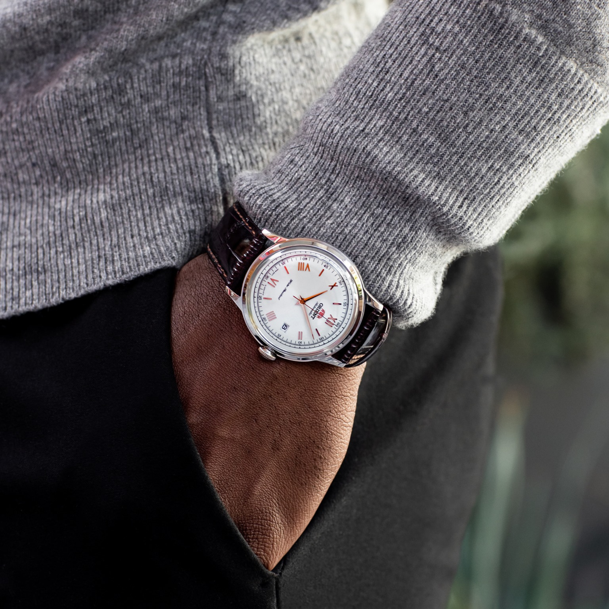 Orient Bambino 40.5mm White Dial Leather Mens Automatic Watch FAC00008W0