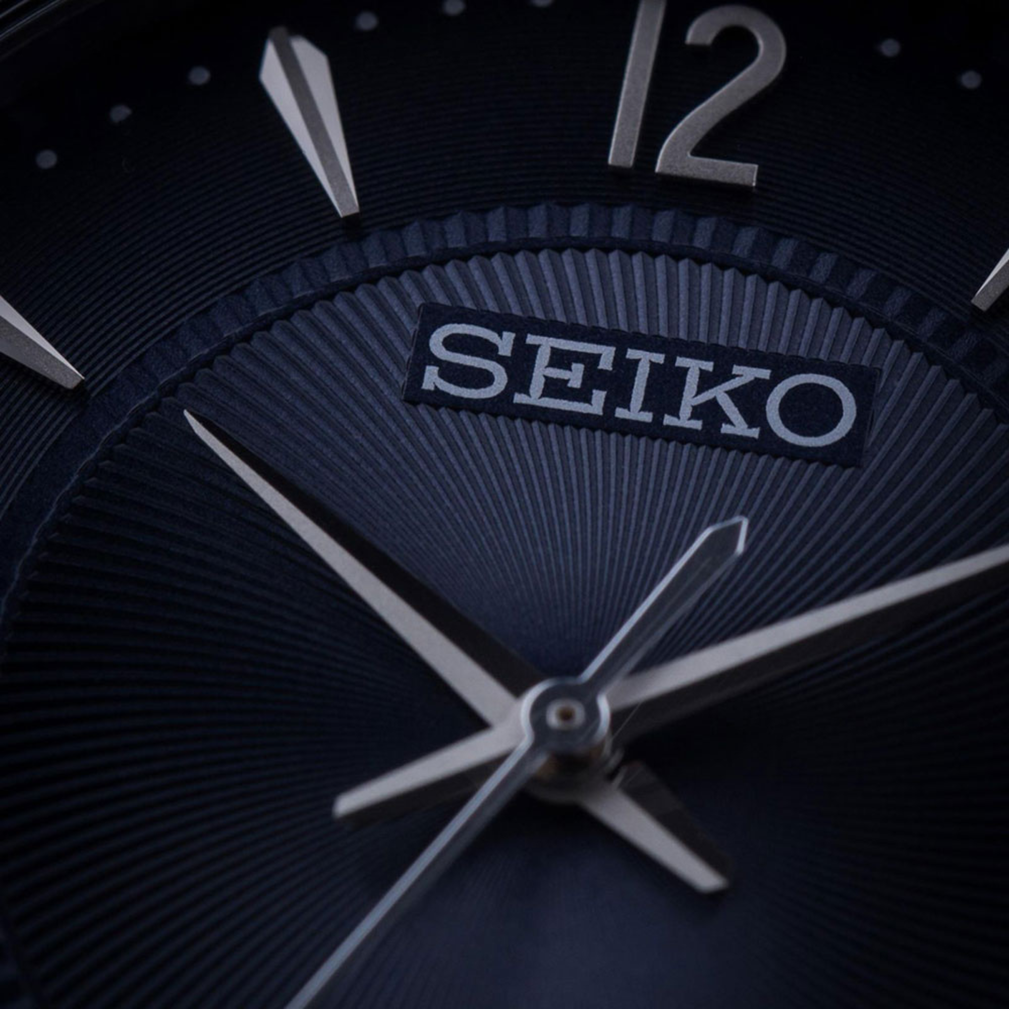 Seiko Essentials SUR419P1 blue sunburst dial close-up