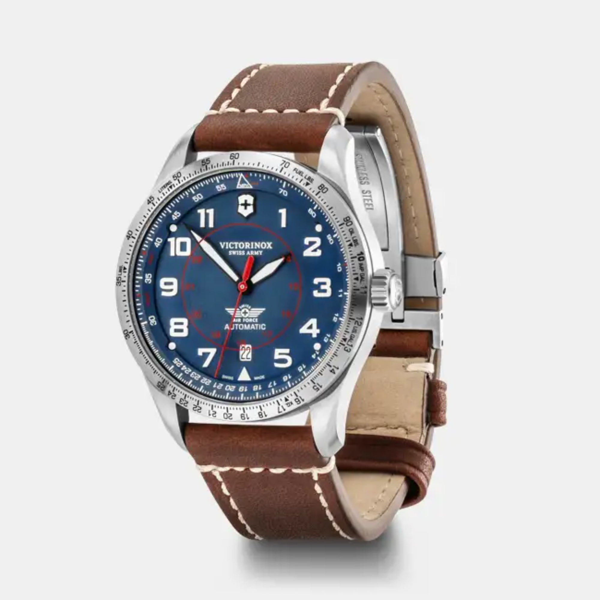 Victorinox Airboss 42mm Blaues Zifferblatt Leder Herren Automatik Uhr 241887