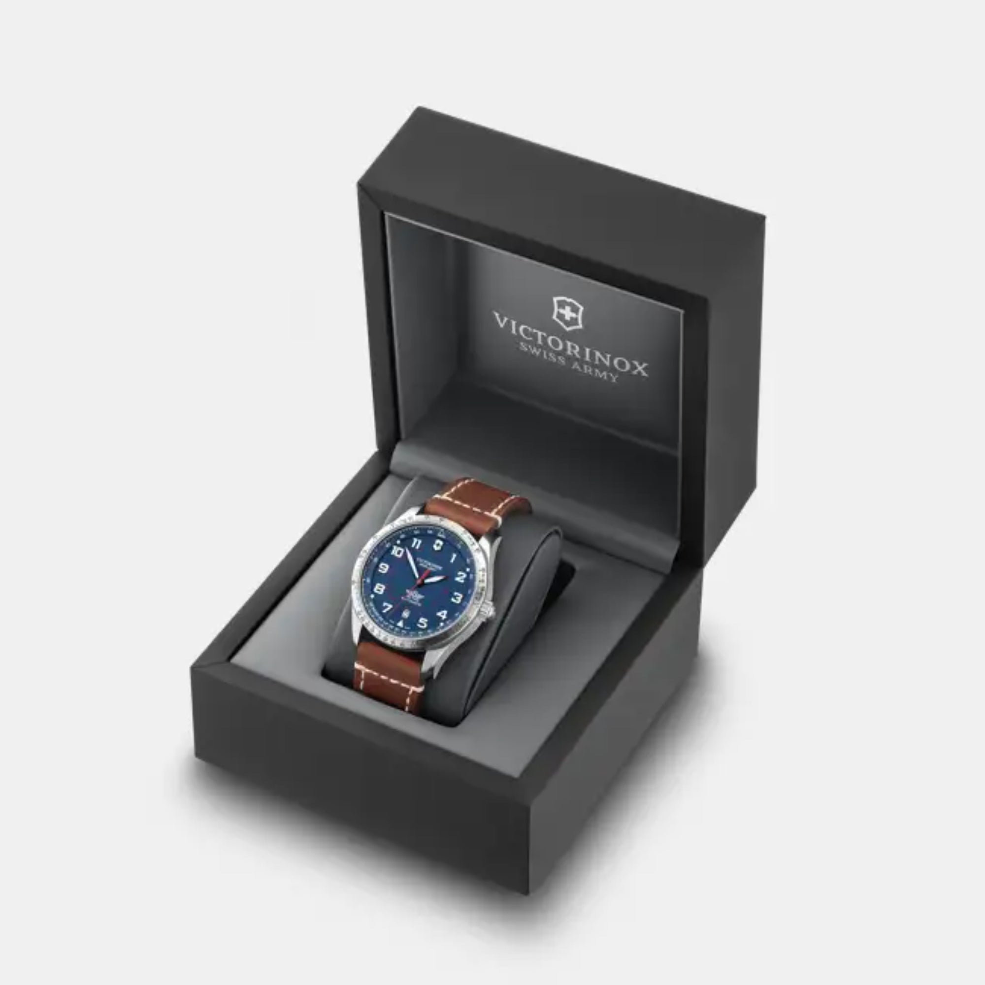 Victorinox Airboss 42mm Blaues Zifferblatt Leder Herren Automatik Uhr 241887