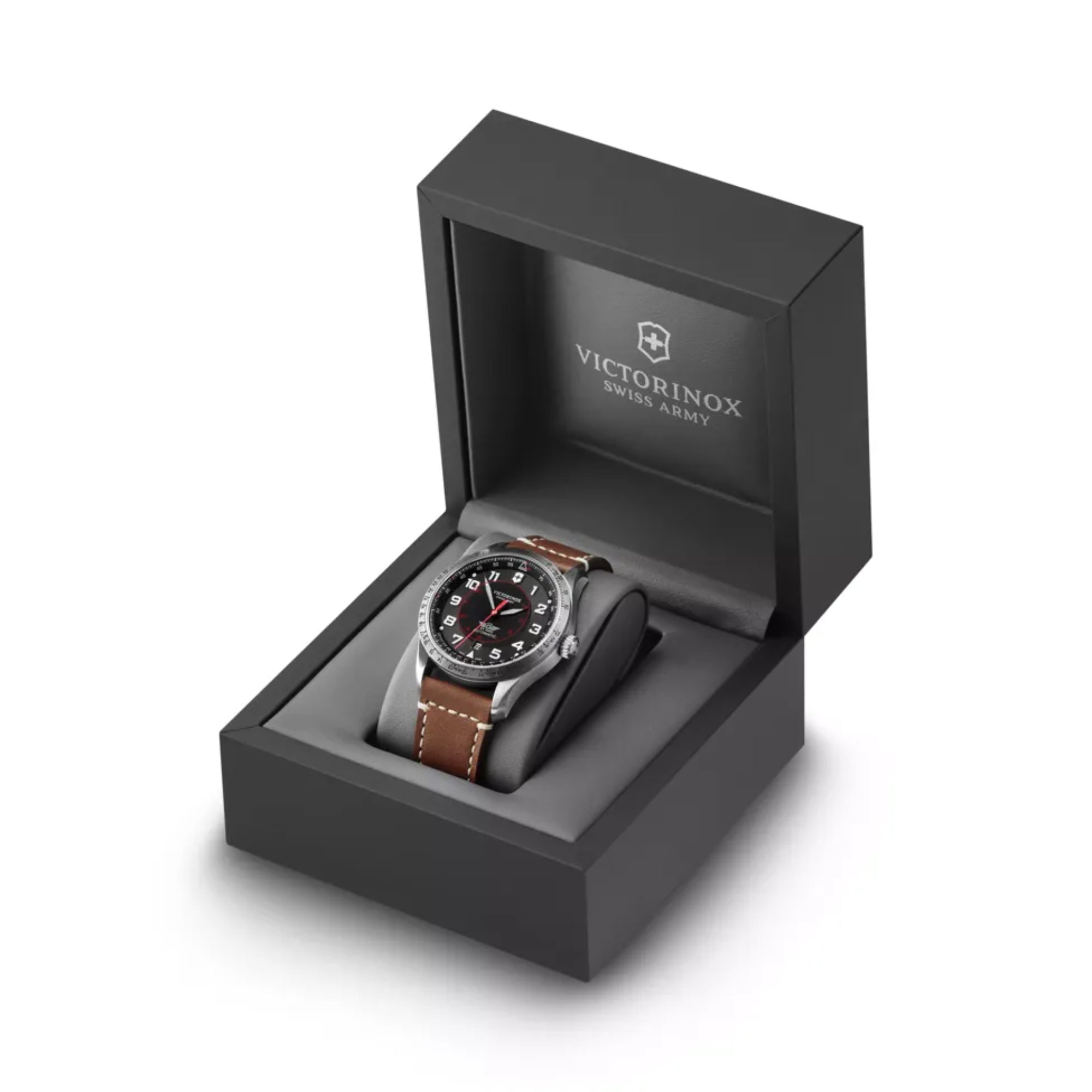 Victorinox Airboss 42mm Schwarzes Zifferblatt Leder Herren Automatik Uhr 241937