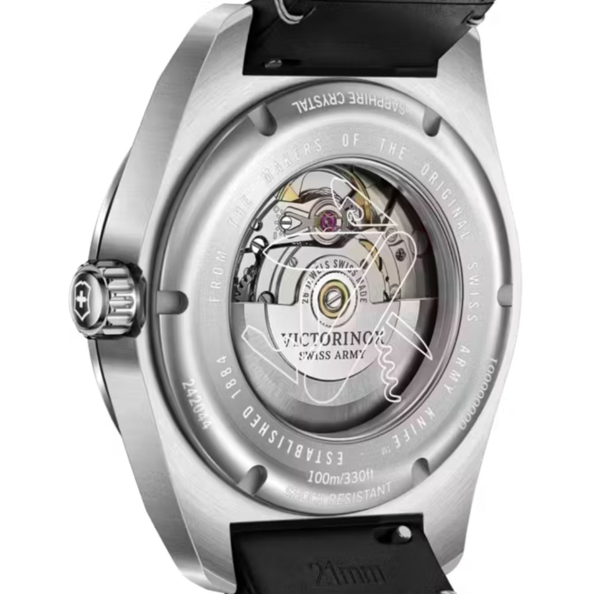 Victorinox Swiss Army 42mm Black Dial Leather Mens Automatic Watch 242044