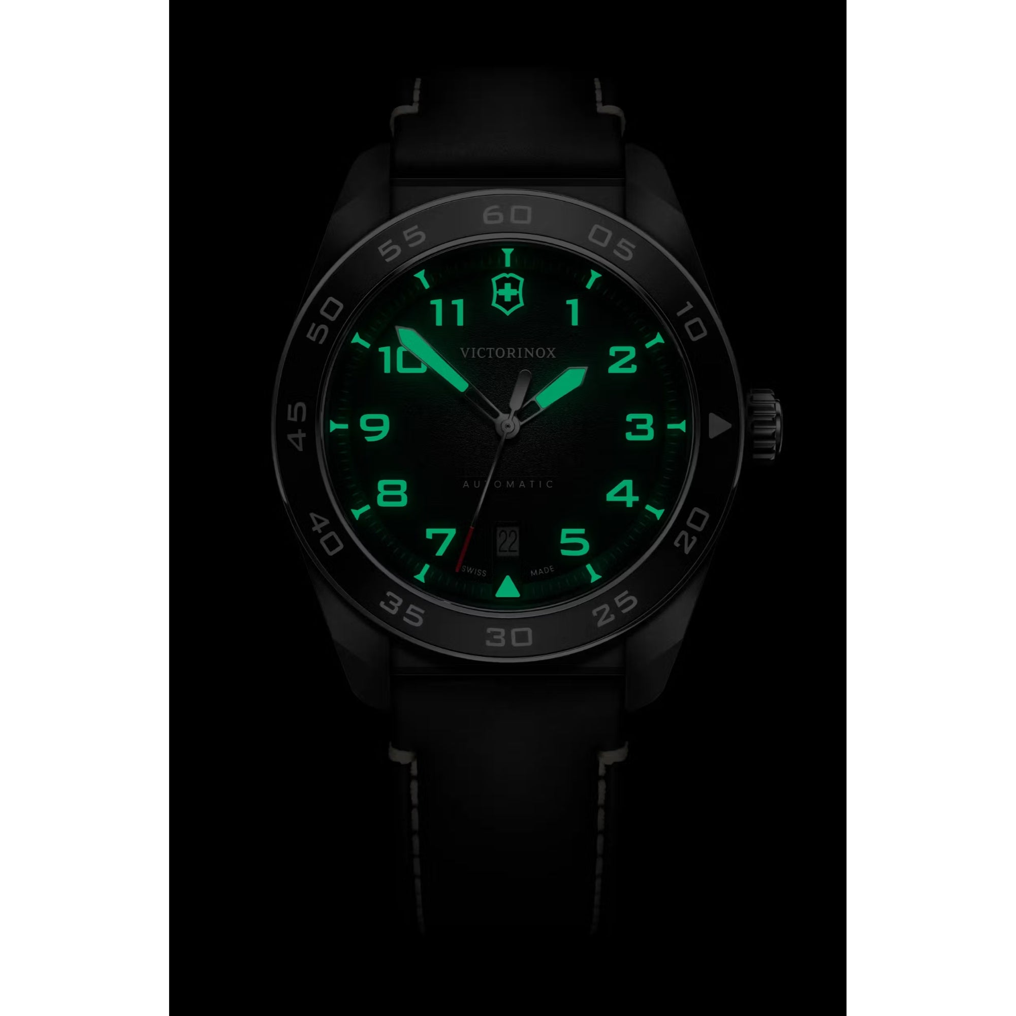 Victorinox Swiss Army 42mm Black Dial Leather Mens Automatic Watch 242044