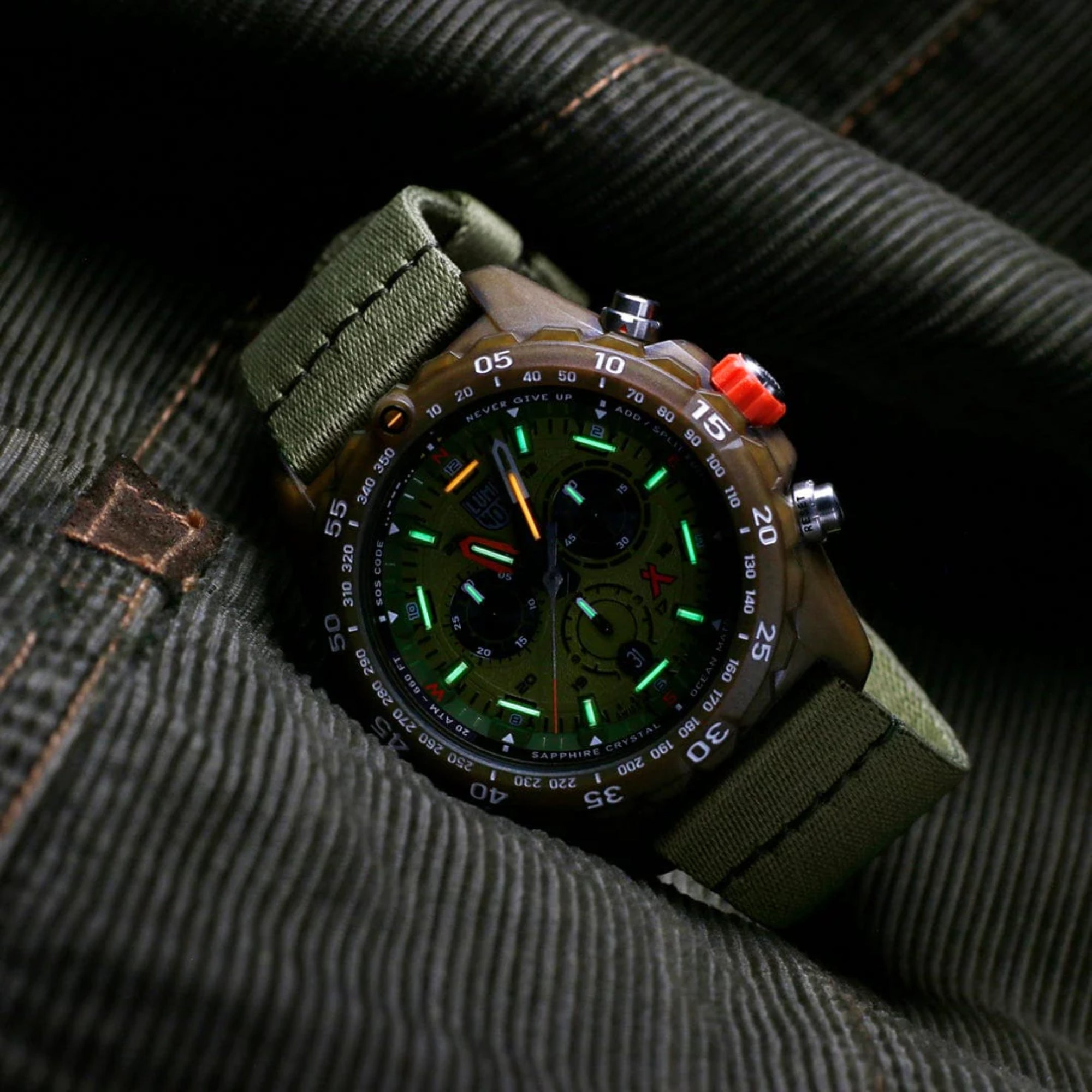 Luminox Bear Grylls 45mm Chronograph Green Dial Ocean-Bound Mens Quartz Watch XB.3757.ECO