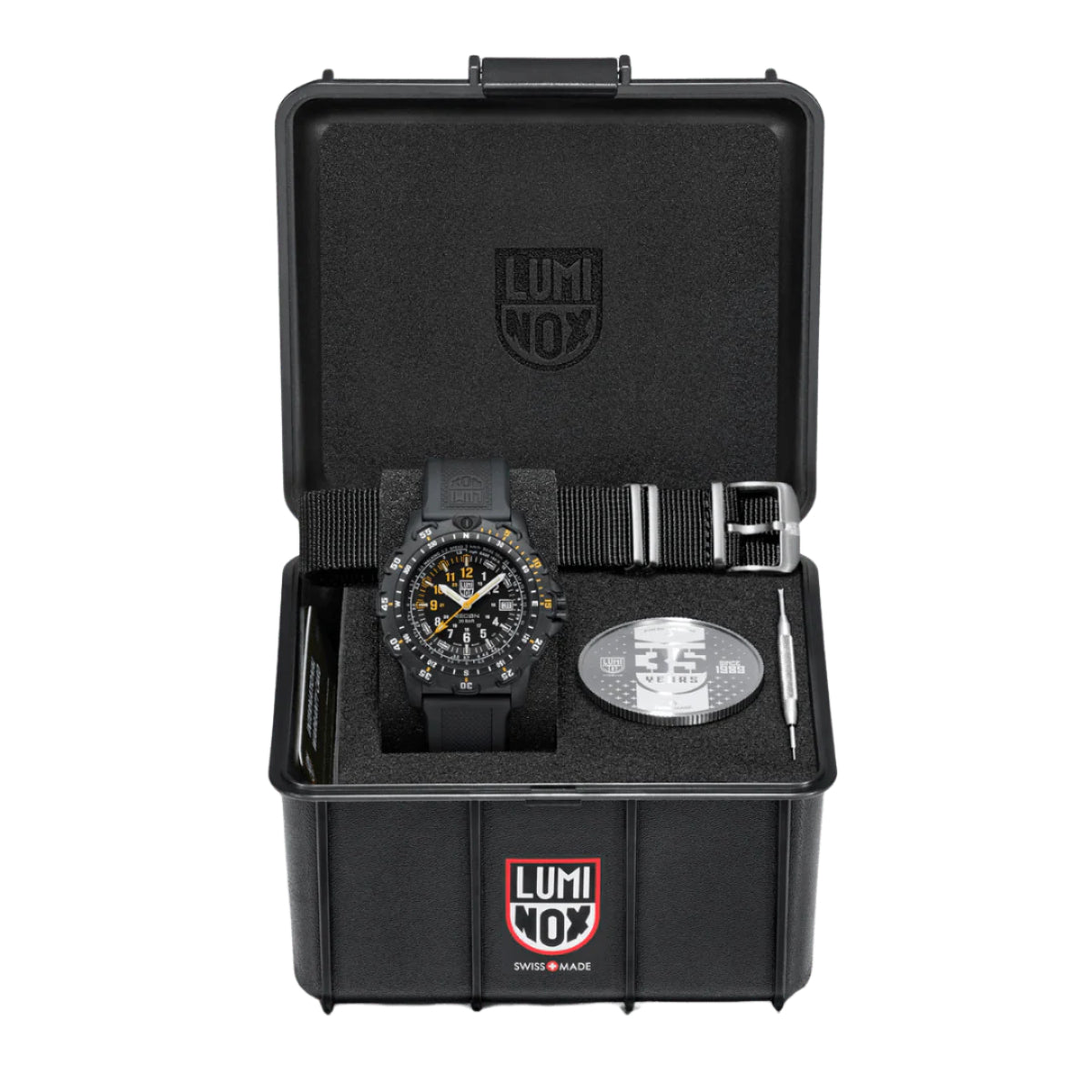 Luminox Recon Pointman Quarz Schwarzes Zifferblatt Nitril Gummiband Herren Uhr XL.8825.H.SET
