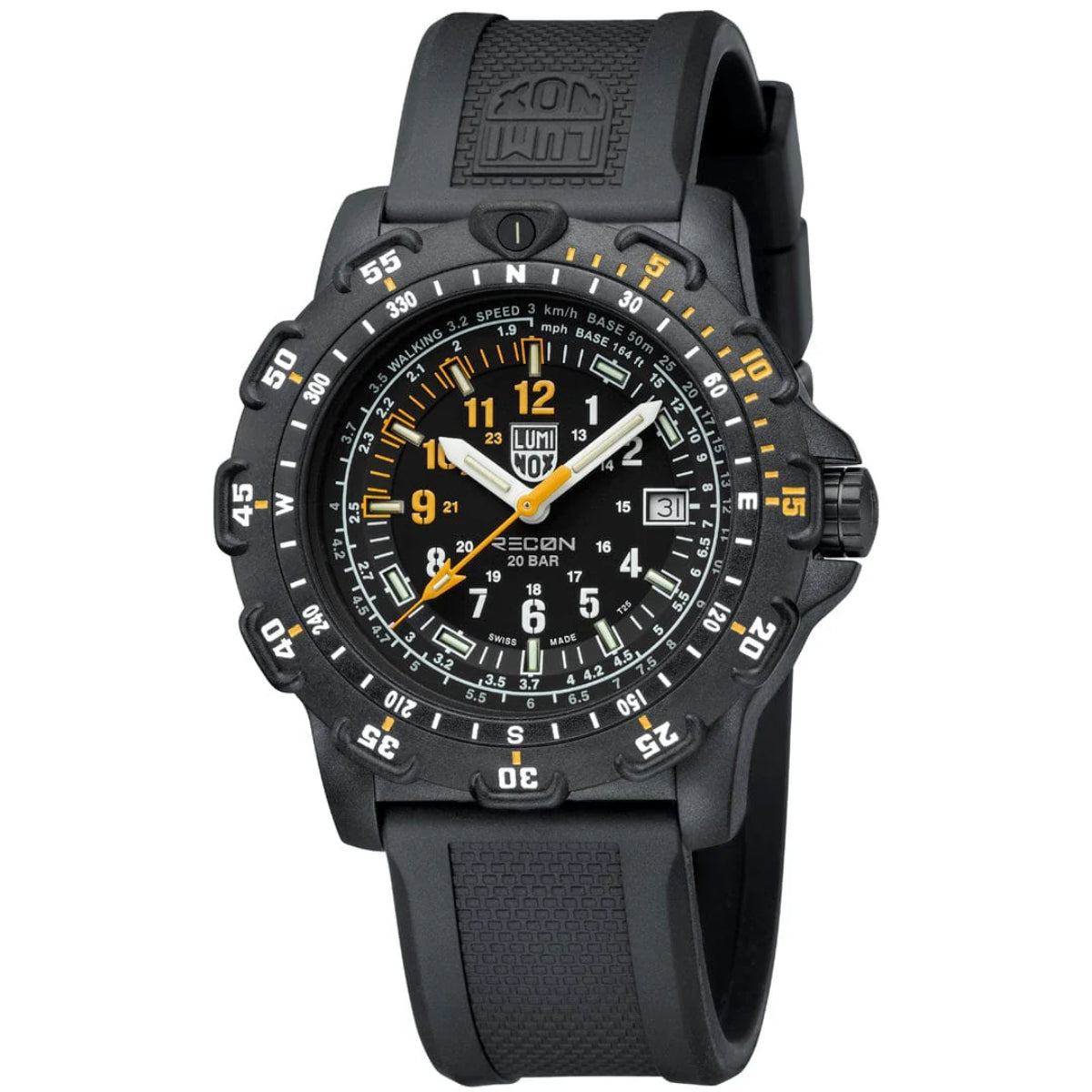 Luminox Recon Pointman Quarz Schwarzes Zifferblatt Nitril Gummiband Herren Uhr XL.8825.H.SET