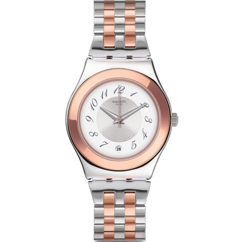 Swatch Irony Midimix White Dial Steel Strap Ladies Watch YLS454G