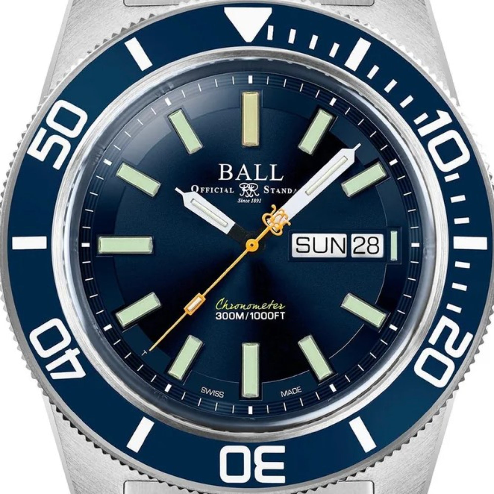 BALL Engineer Master II Skindiver Heritage Blaues Zifferblatt Edelstahl Herren Uhr DM3308A-S1C-BE