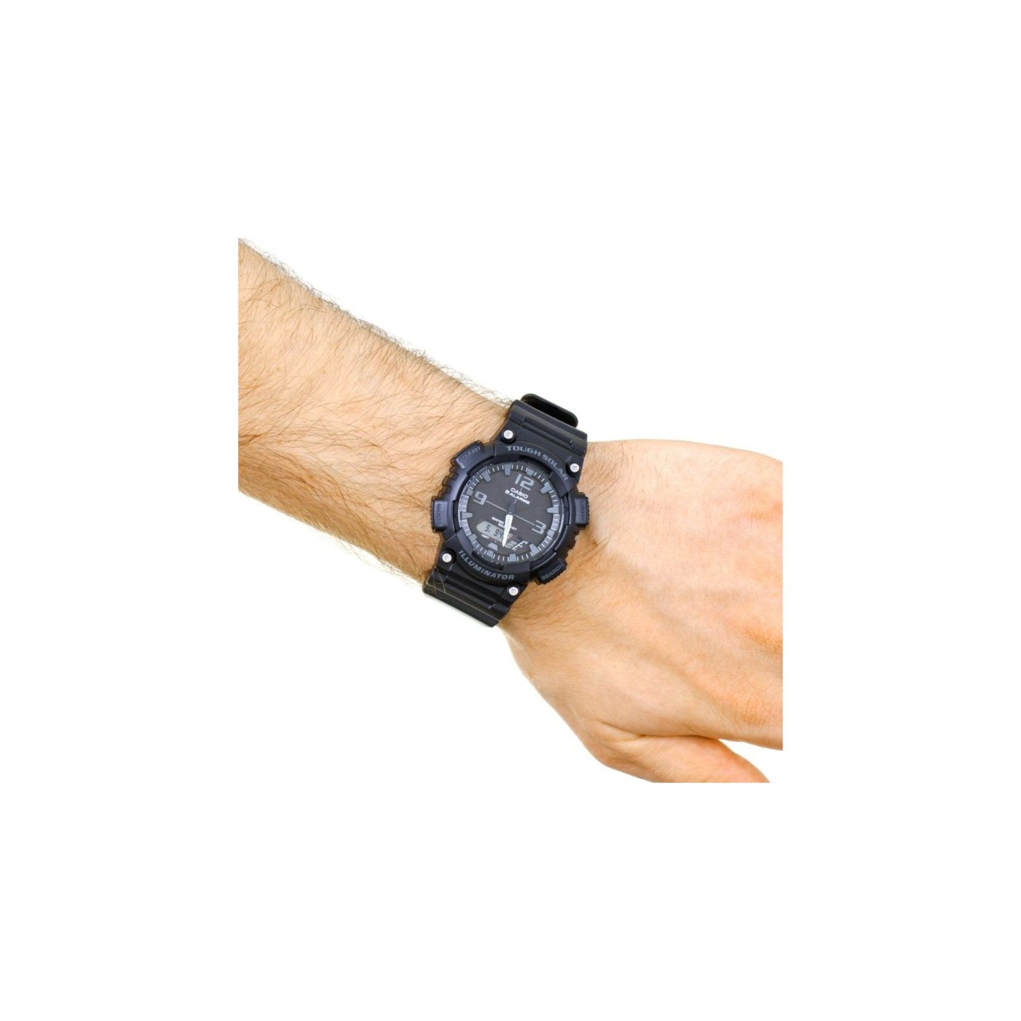 Casio Fünf Alarm Solarbetriebene Schwarzes Zifferblatt Schwarzes Harzarmband Herren Uhr AQ-S810W-1A2VEF