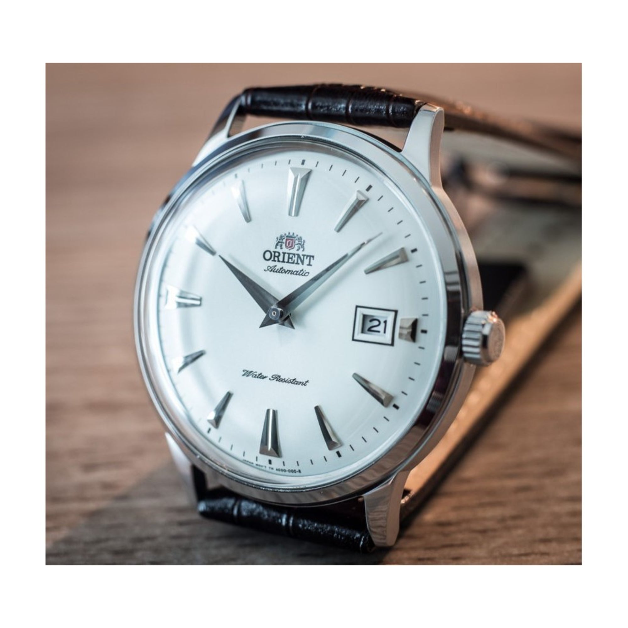 Orient Bambino 40,5mm Weißes Zifferblatt Leder Herren Automatik Uhr FAC00005W0