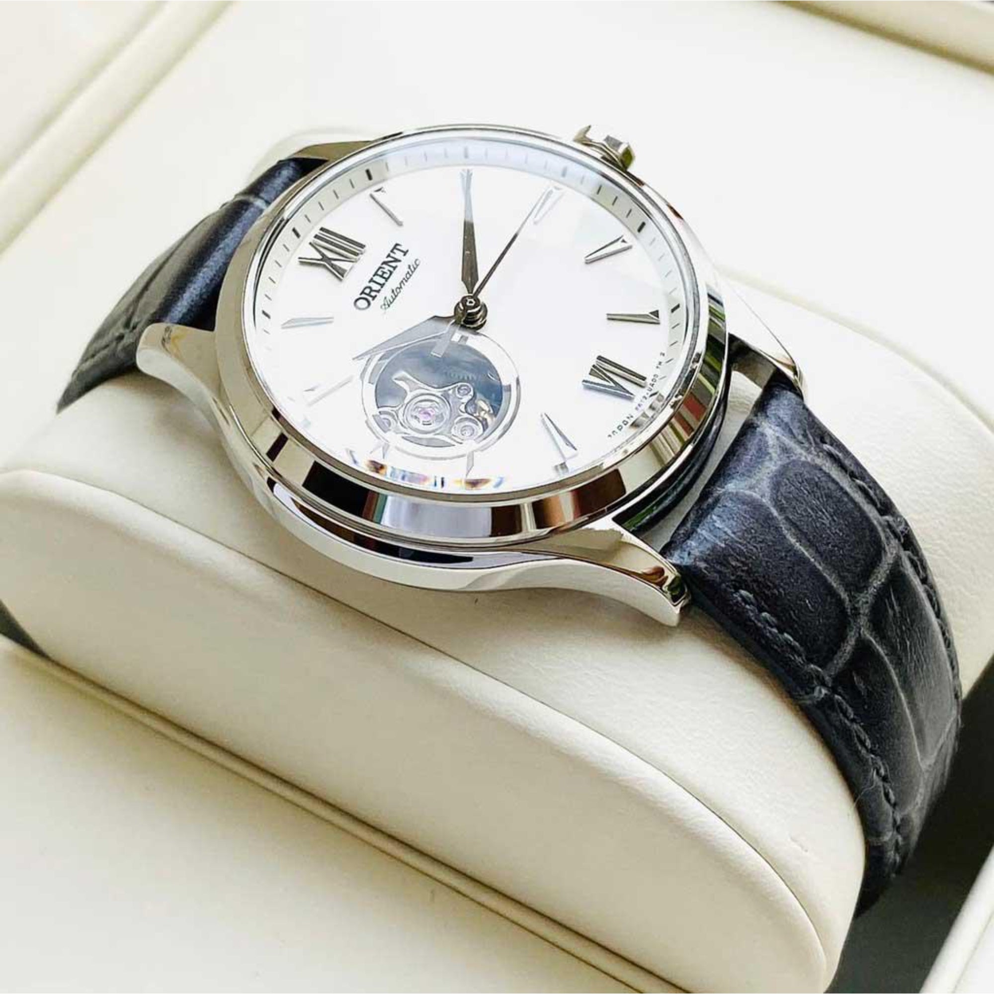 Orient Contemporary 41mm Open Heart White Dial Leather Mens Automatic Watch TAG02005W0