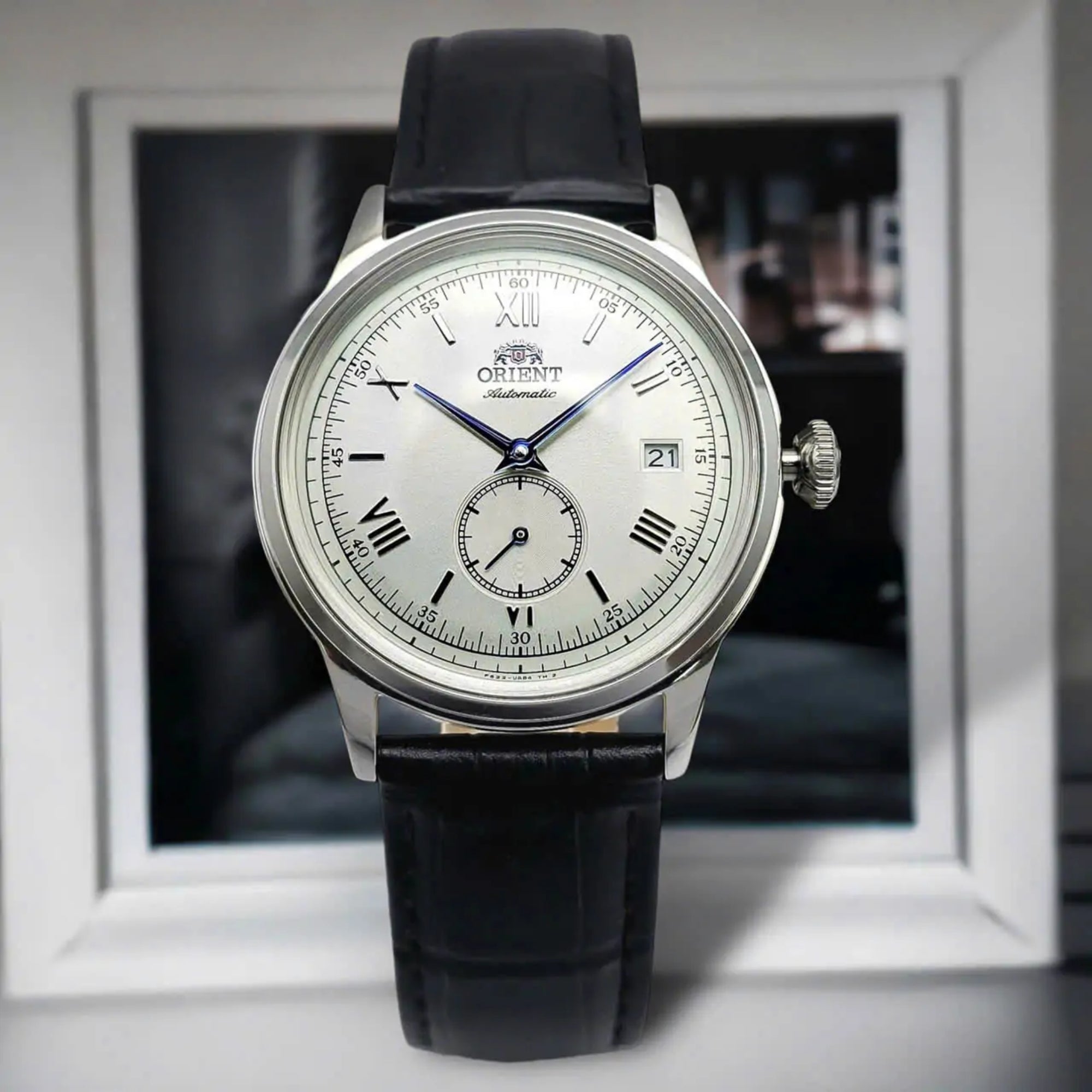 Orient Bambino 38mm Small Seconds White Dial Leather Mens Automatic Watch RA-AP0104S30B
