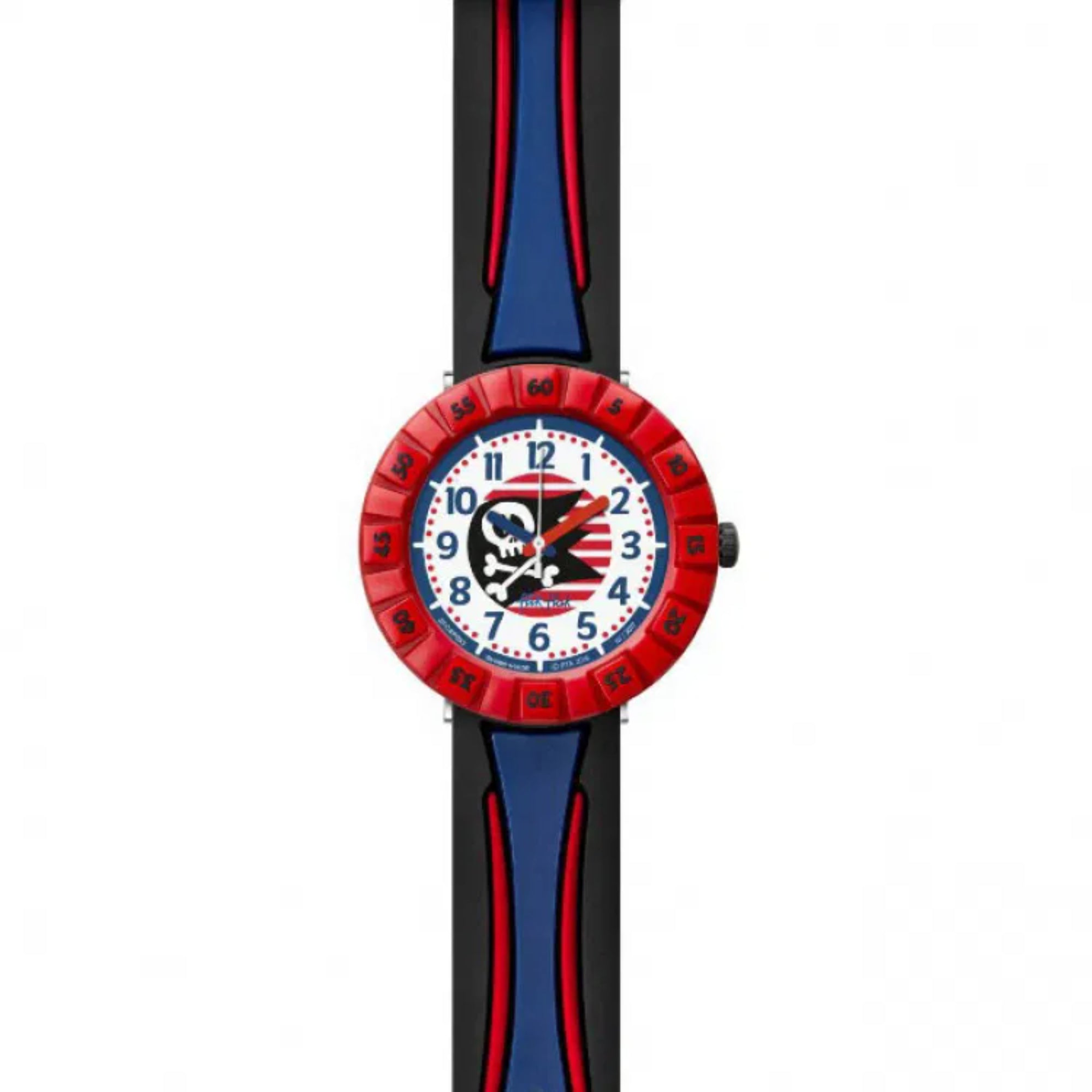Flik Flak Strong Sailor Blauer Kunststoffgehäuse Schwarzes Kunststoffarmband Kinderuhr FCSP053