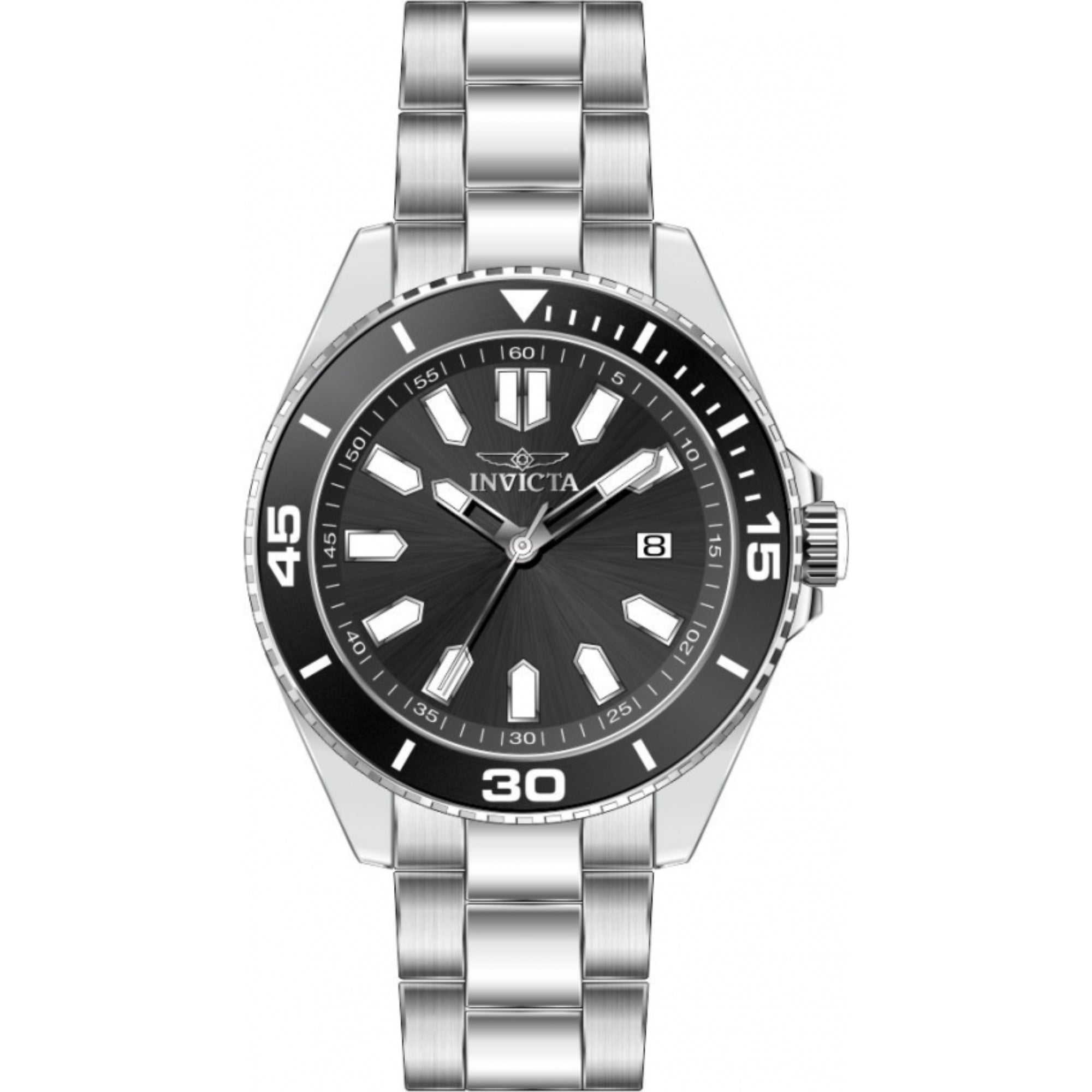 Invicta 46316 Pro Diver Quartz Black Dial Steel Strap Men's Watch