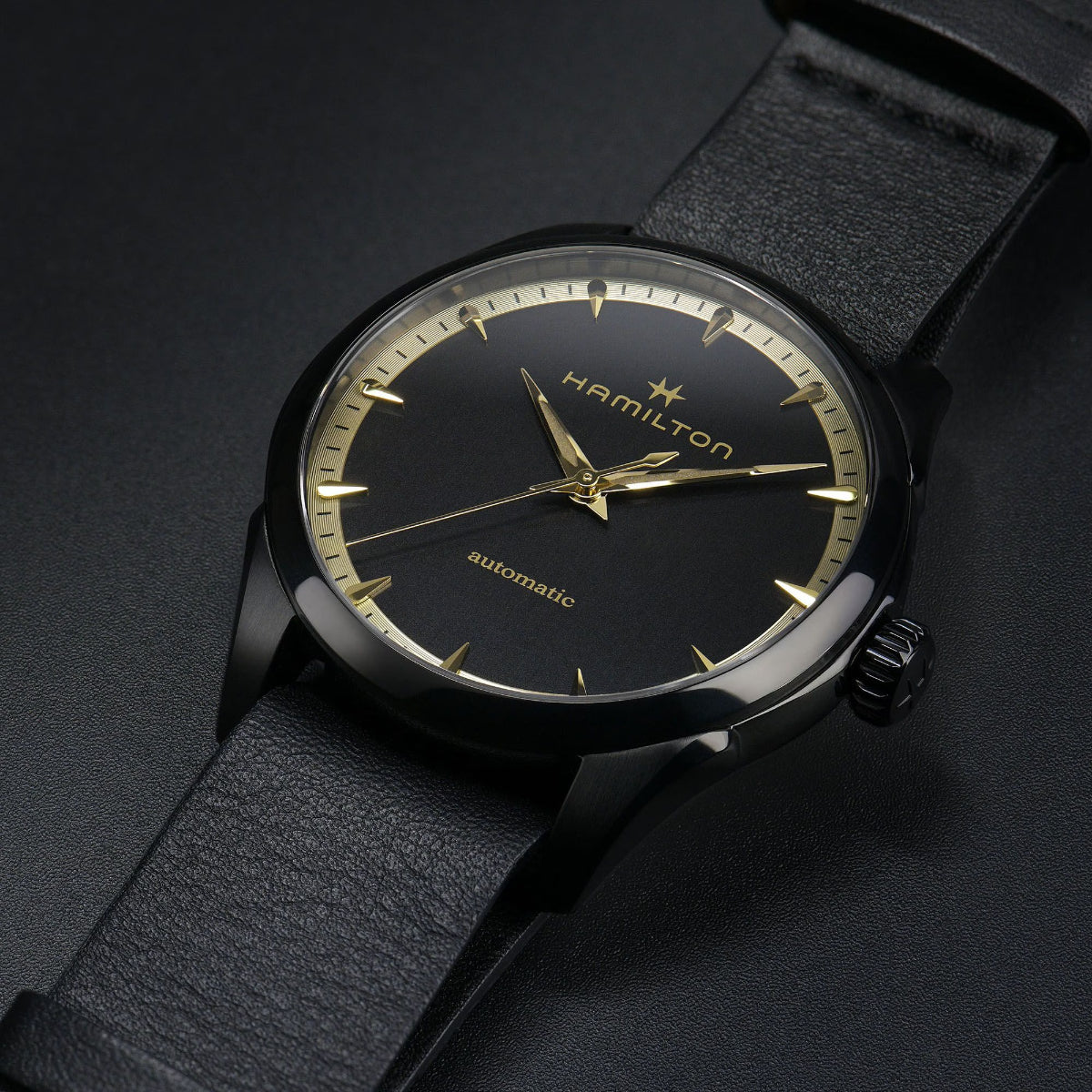 Hamilton Jazzmaster 36mm Sonderausgabe Schwarzes Zifferblatt Leder Damen Automatik Uhr H32255730