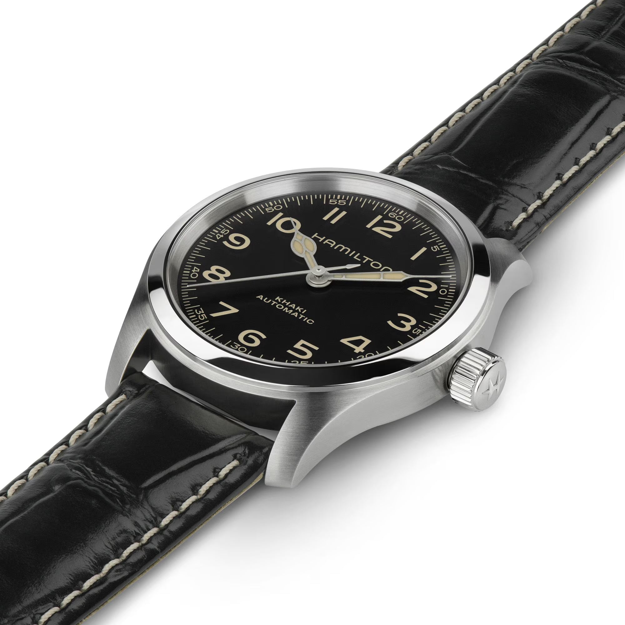 Hamilton Khaki Field 38mm Murph Black Dial Leather Mens Autoimatic Watch H70405730