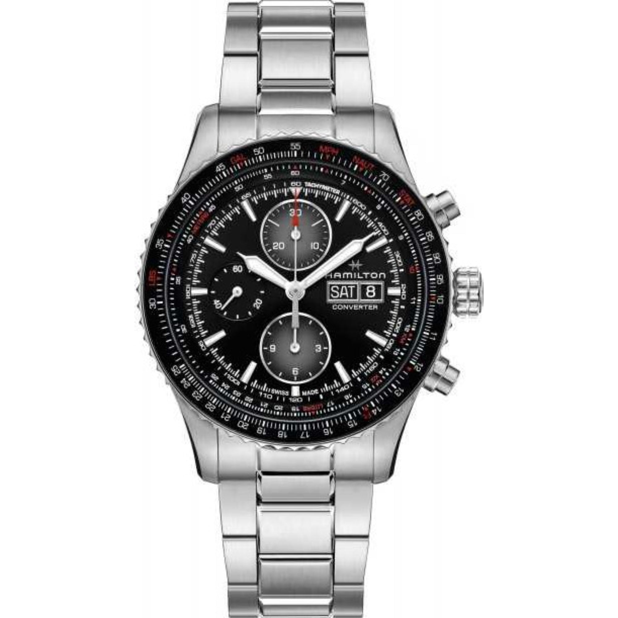 Hamilton Khaki Aviation 44mm Chronograph Black Dial Steel Mens Automatic Watch H76726130