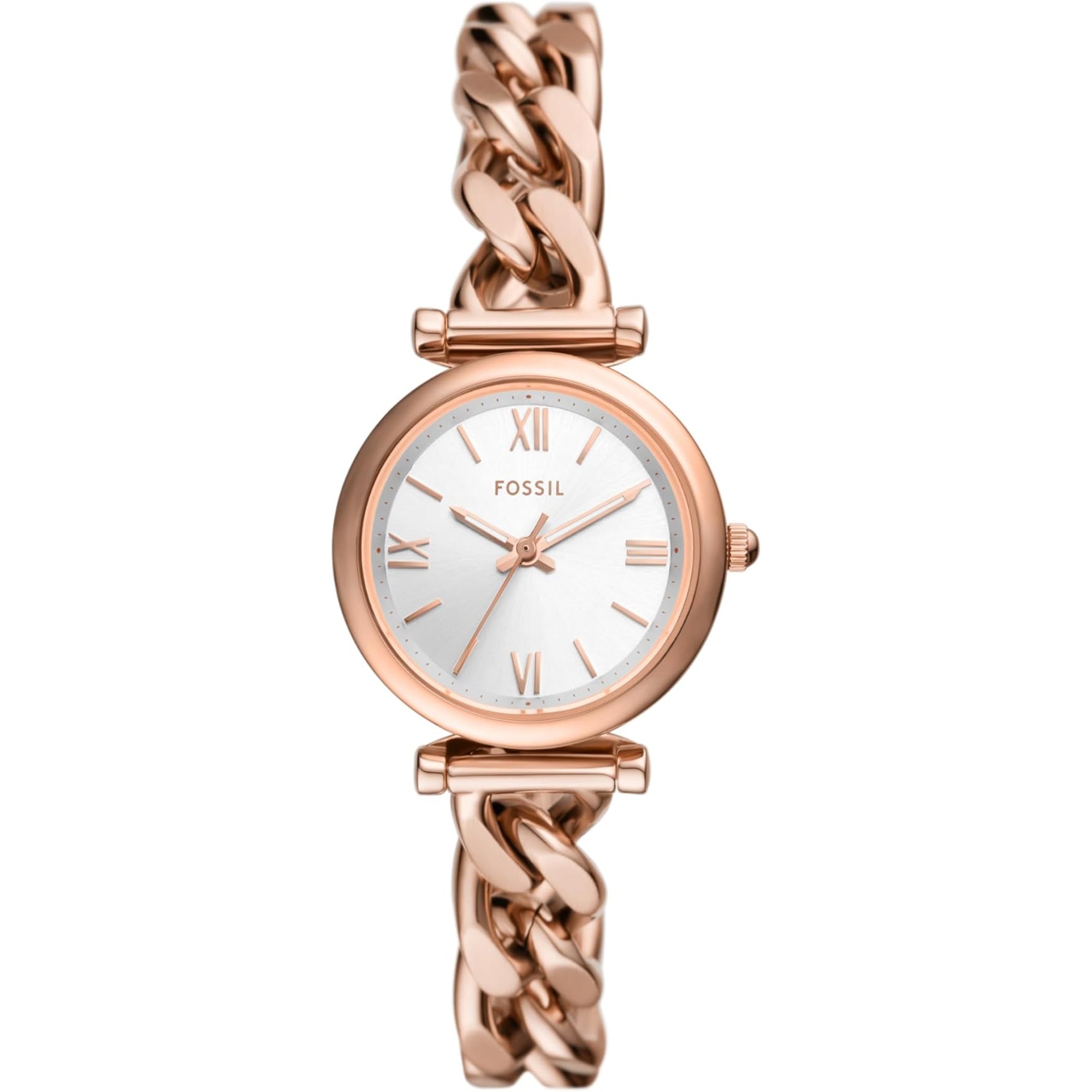 Fossil Carlie 28mm Silber Zifferblatt Stahl Damen Quarz Uhr ES5330