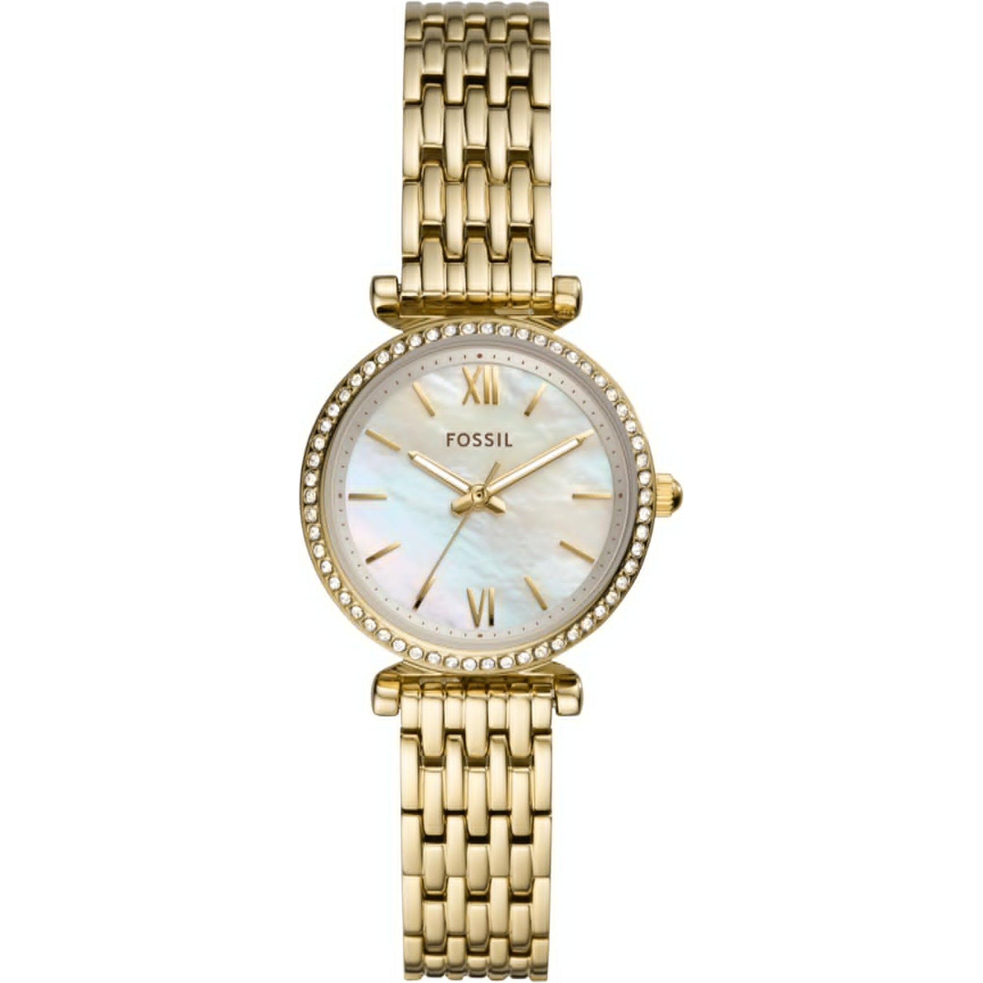 Fossil Carlie 28mm Weiß Muscheldial Damen Quarz Uhr ES4735