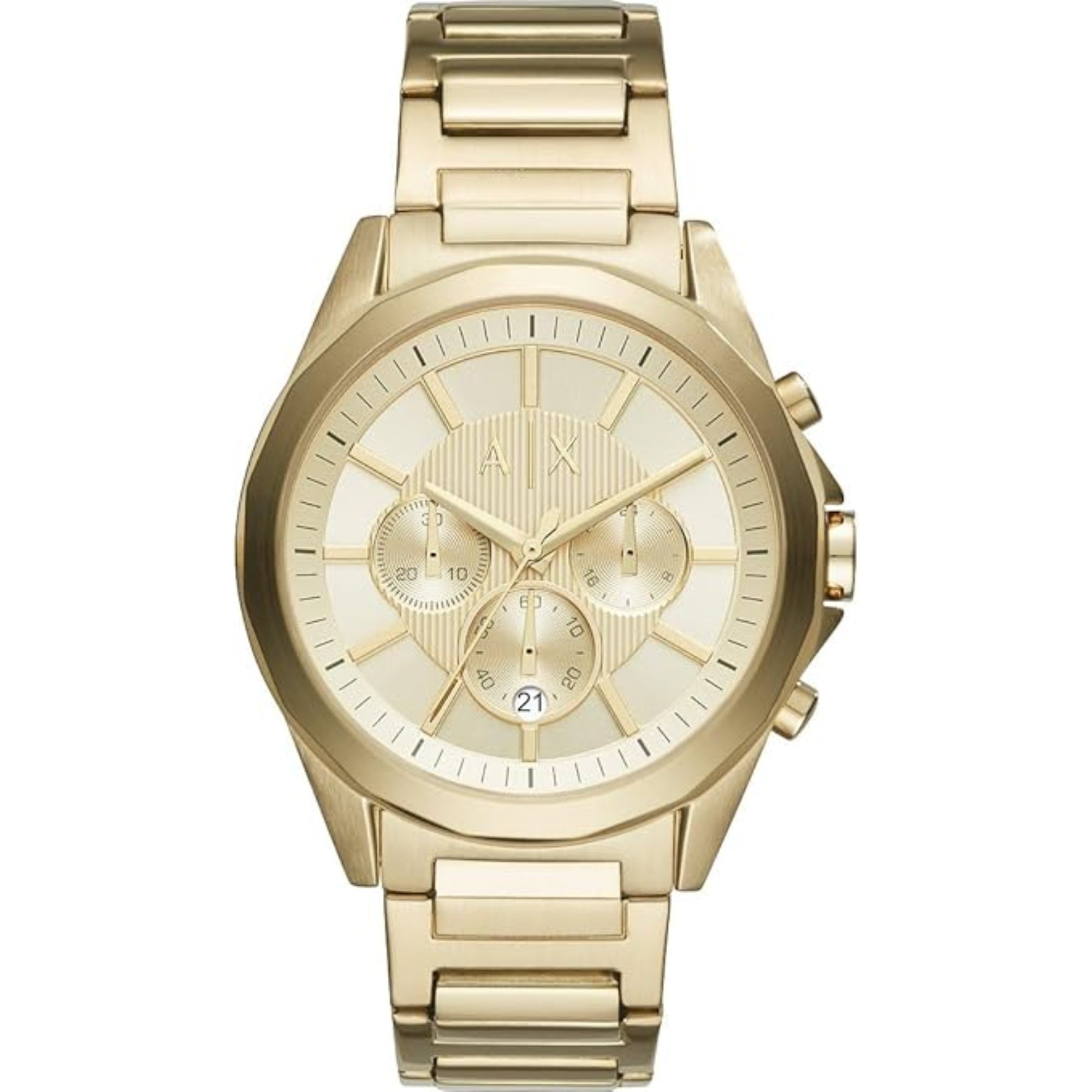 Armani Exchange Cayde 44mm Chronograph Gold Zifferblatt Stahl Herren Quarz Uhr AX2602
