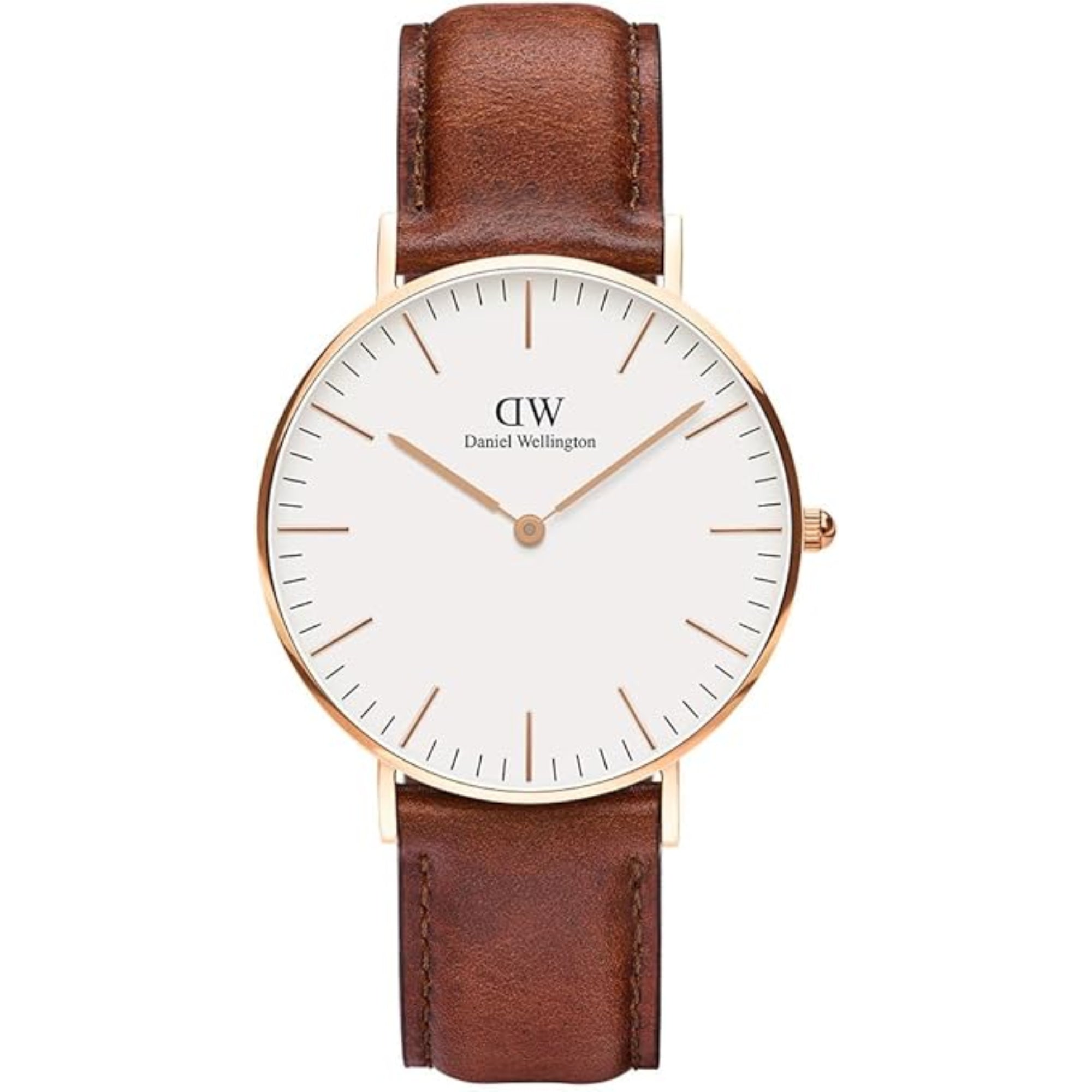 Daniel Wellington Classic 36mm Weißes Zifferblatt Leder Herren Quarz Uhr DW00100035