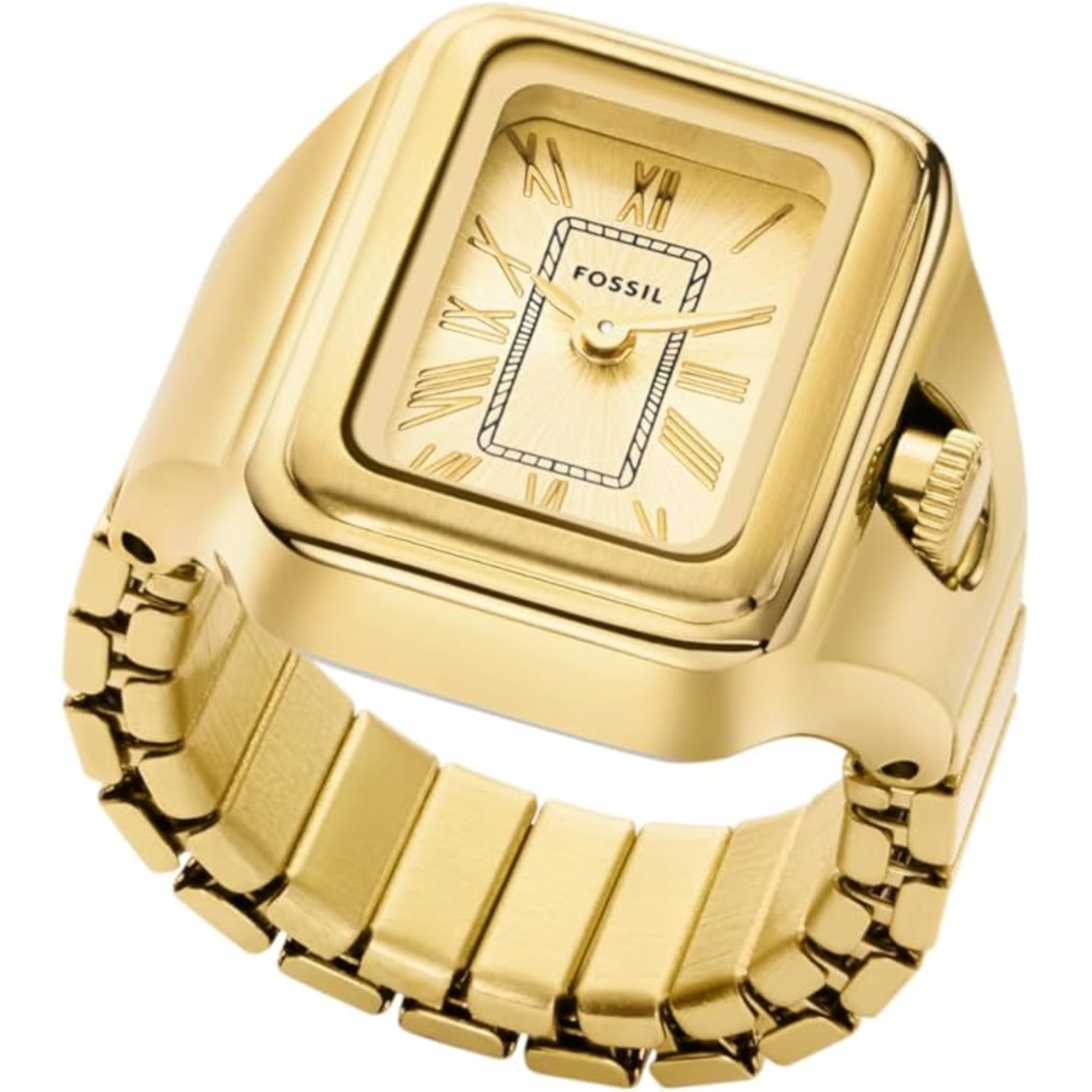 Fossil 14mm Gold Dial Steel Ladies Quartz Watch Ring ES5343
