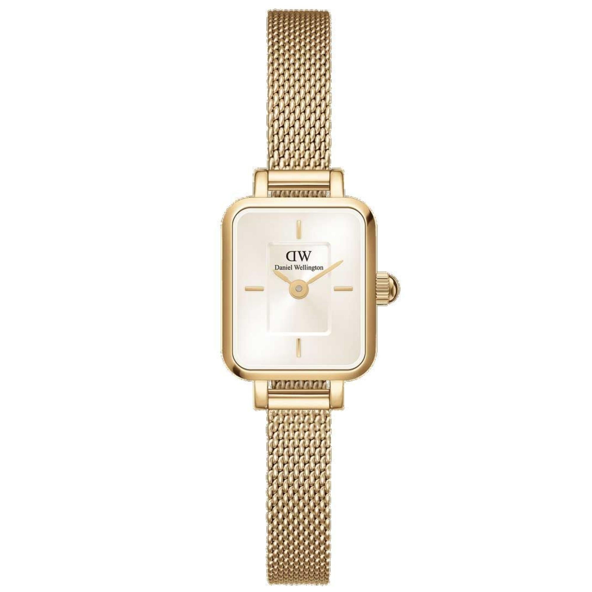 Daniel Wellington Quadro 26mm Champagner Zifferblatt Stahl Damen Quarz Uhr DW00100656