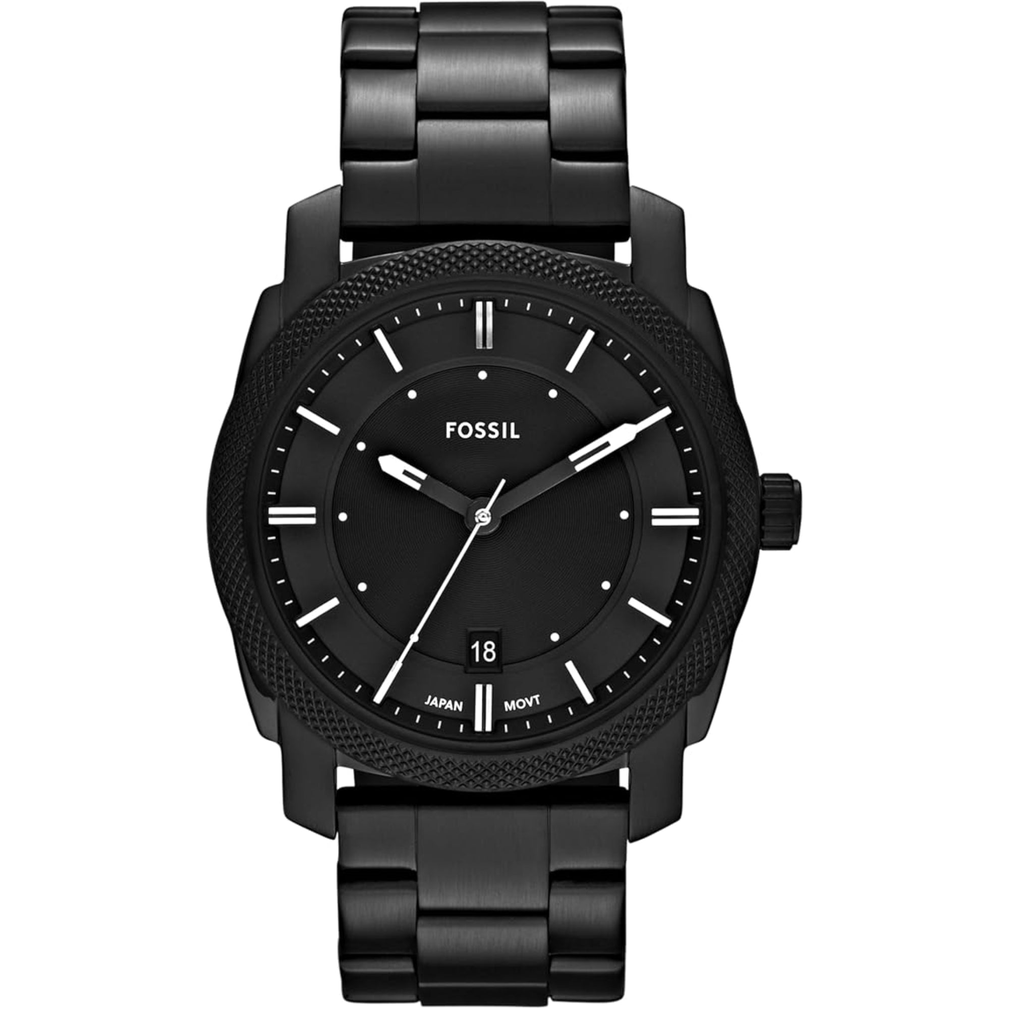 Fossil Machine Black Dial Steel Strap Men's Watch FS4775