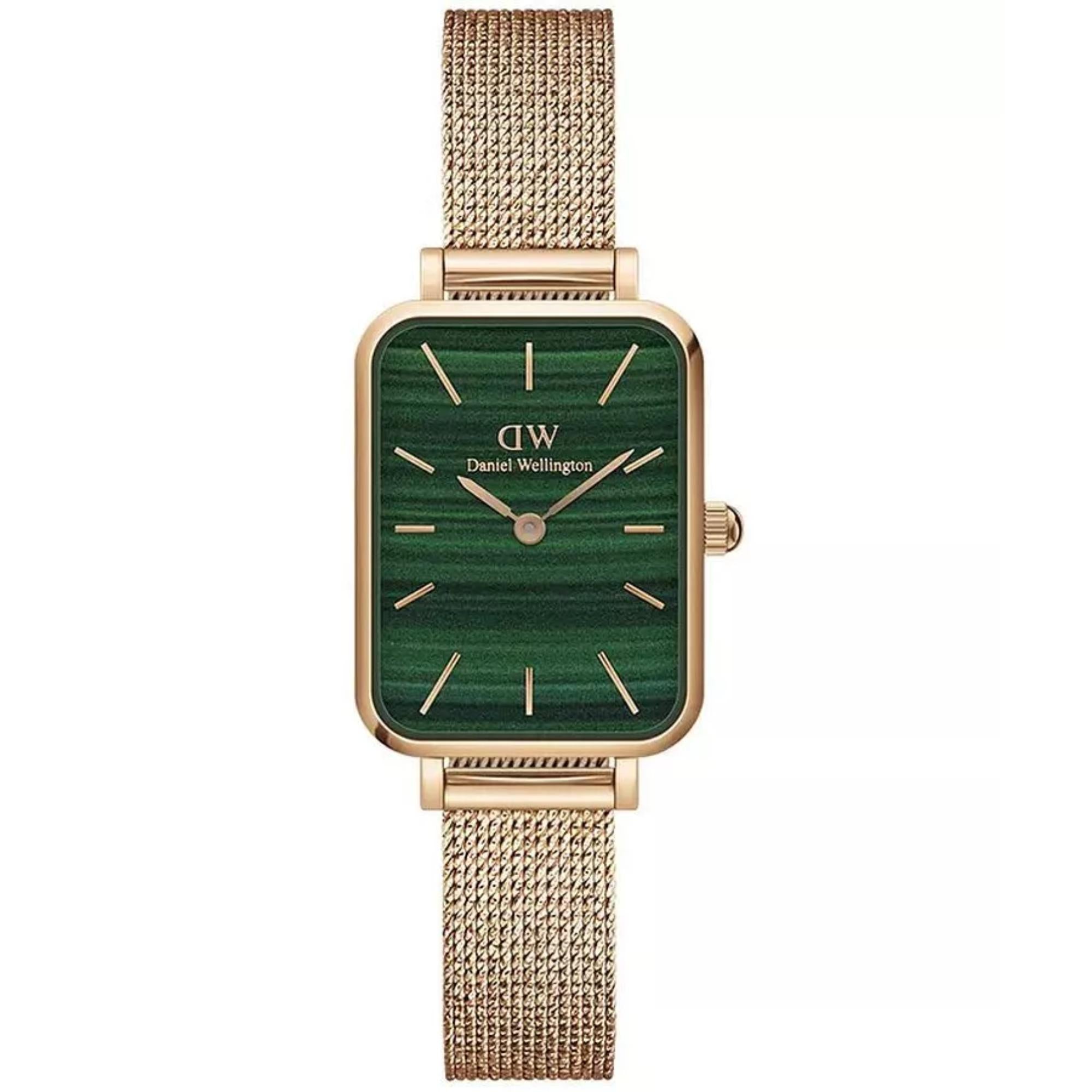 Daniel Wellington Quadro 20mm Grünes Zifferblatt Stahl Damen Quarz Uhr DW00100437