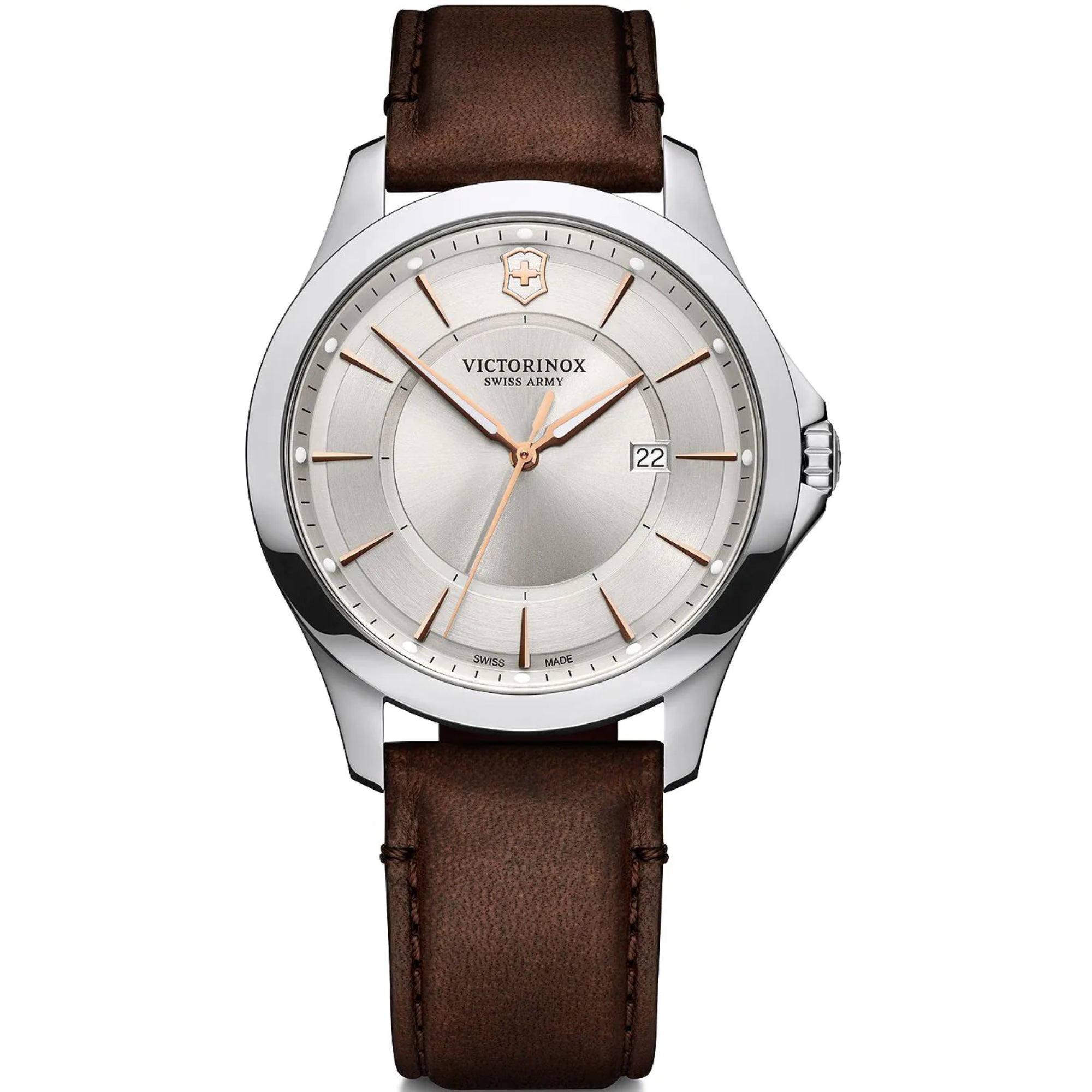 Victorinox Alliance 40mm Weißes Zifferblatt Leder Herren Quarz Uhr 241907