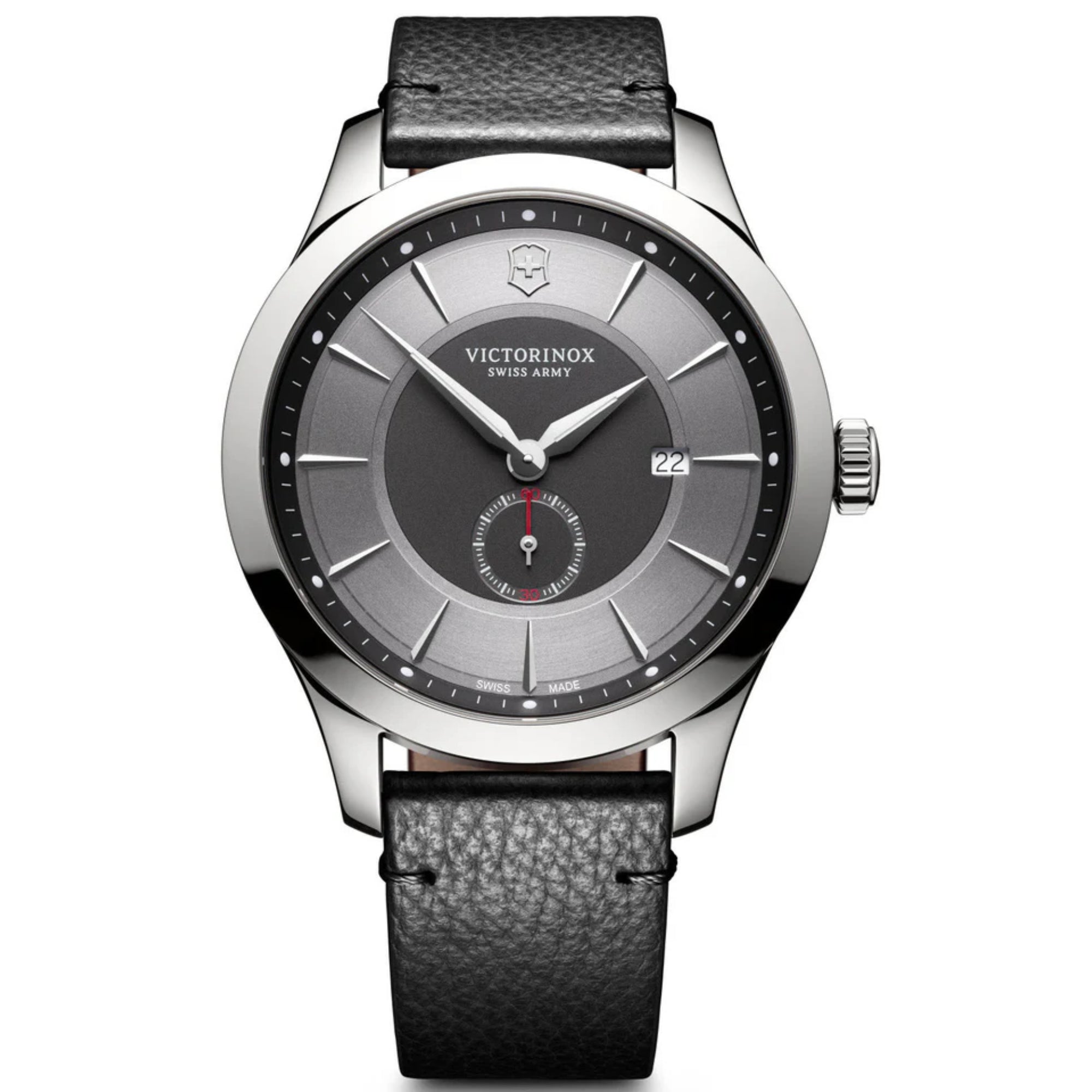 Victorinox Alliance 44mm Graues Zifferblatt Leder Herren Quarz Uhr 241765