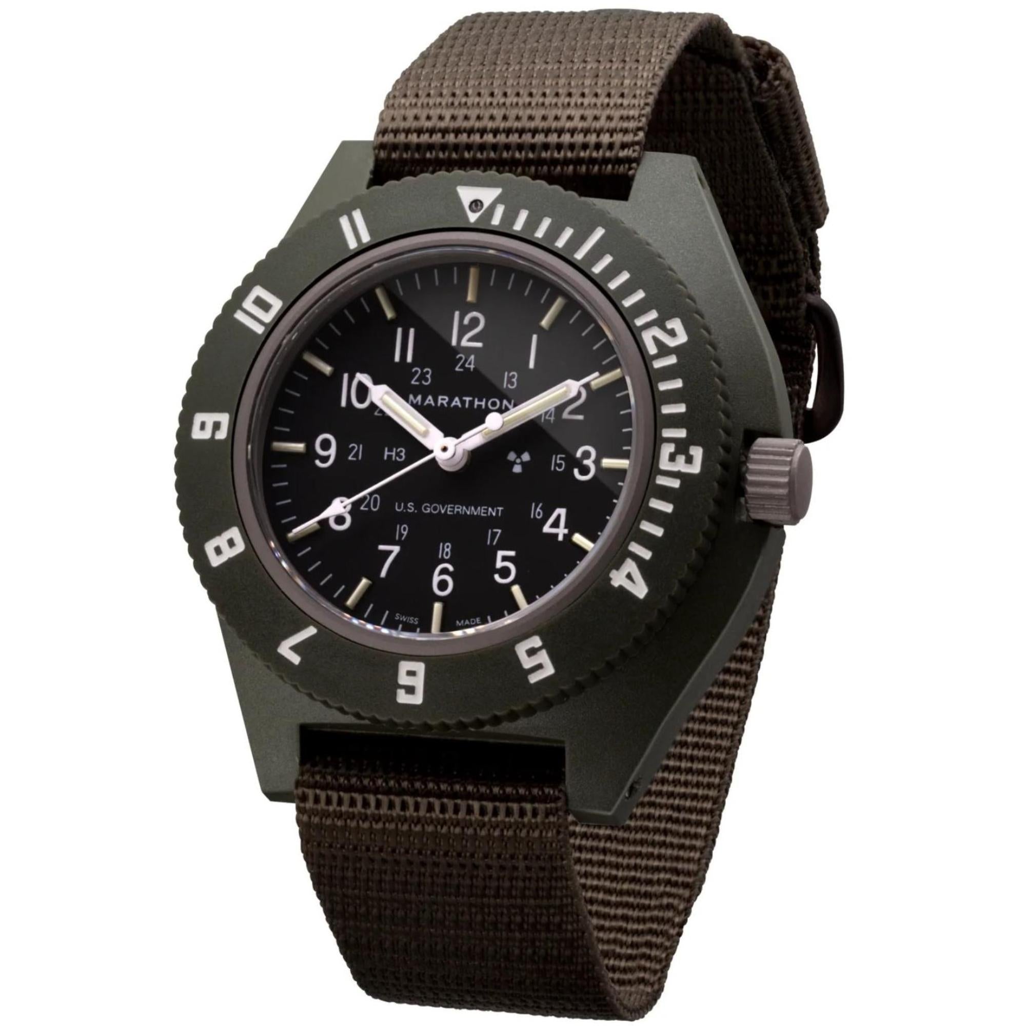 Marathon Pilot's Navigator Salbeigrün Quarz Schwarzes Zifferblatt Herren Uhr WW194001SG-0002