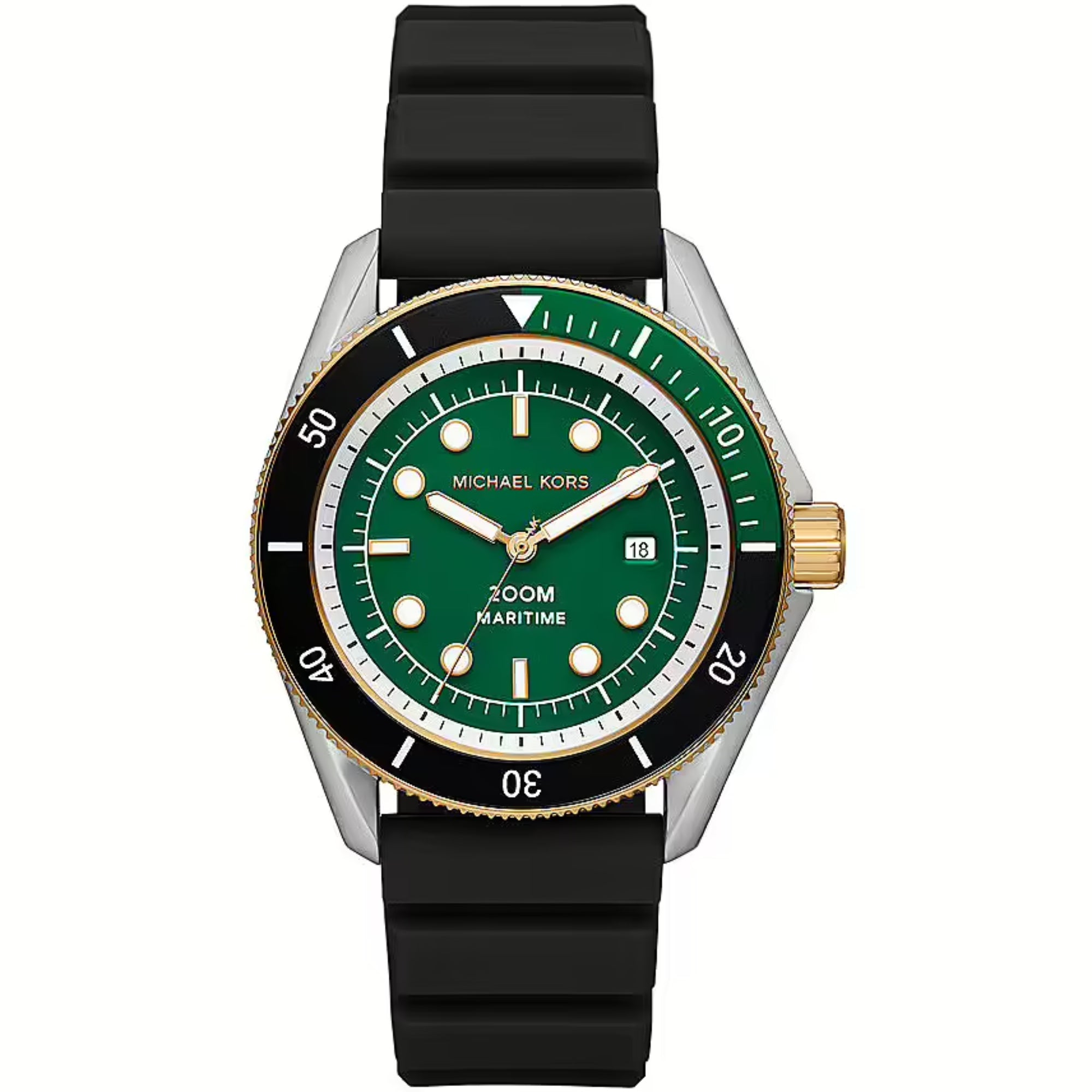 Michael Kors Maritime Grün Zifferblatt Schwarzes Silikonarmband Herren Uhr MK9158