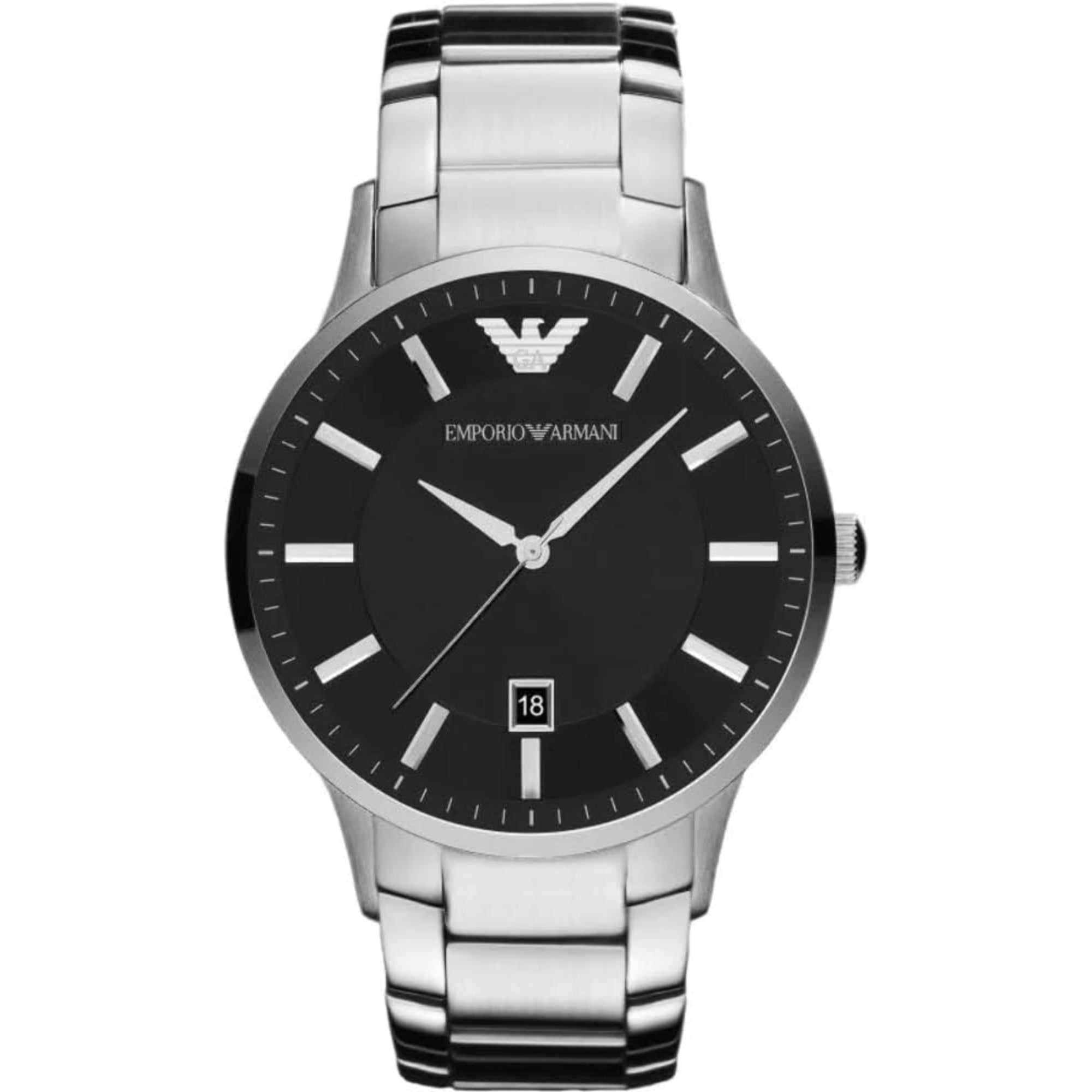 Emporio Armani Renato 43mm Black Dial Steel Mens Quartz Watch  AR11181