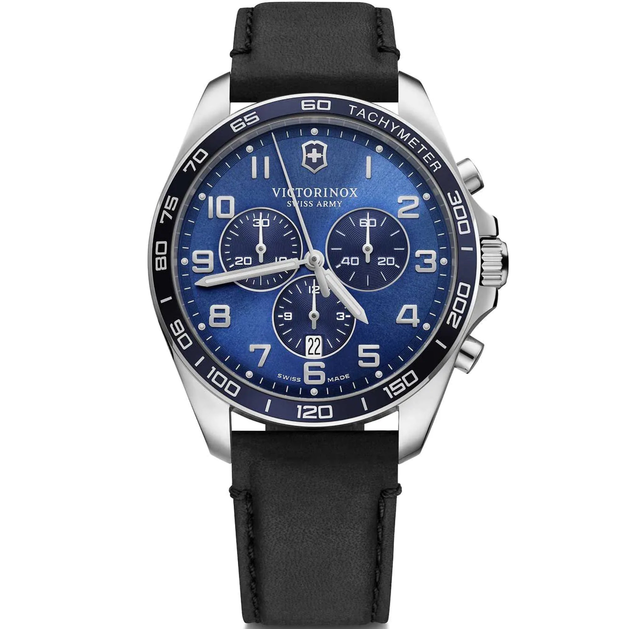 Victorinox FieldForce 42mm Chronograph Blaues Zifferblatt Leder Herren Quarz Uhr 241929
