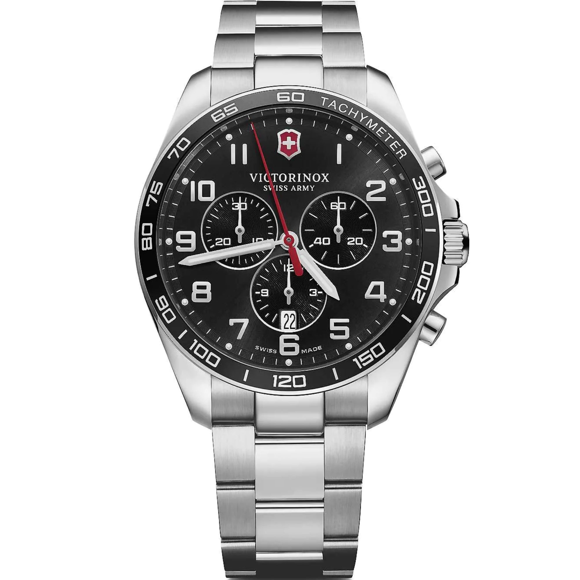 Victorinox FieldForce 42mm Chronograph  Black Dial Steel Mens Quartz Watch 241899