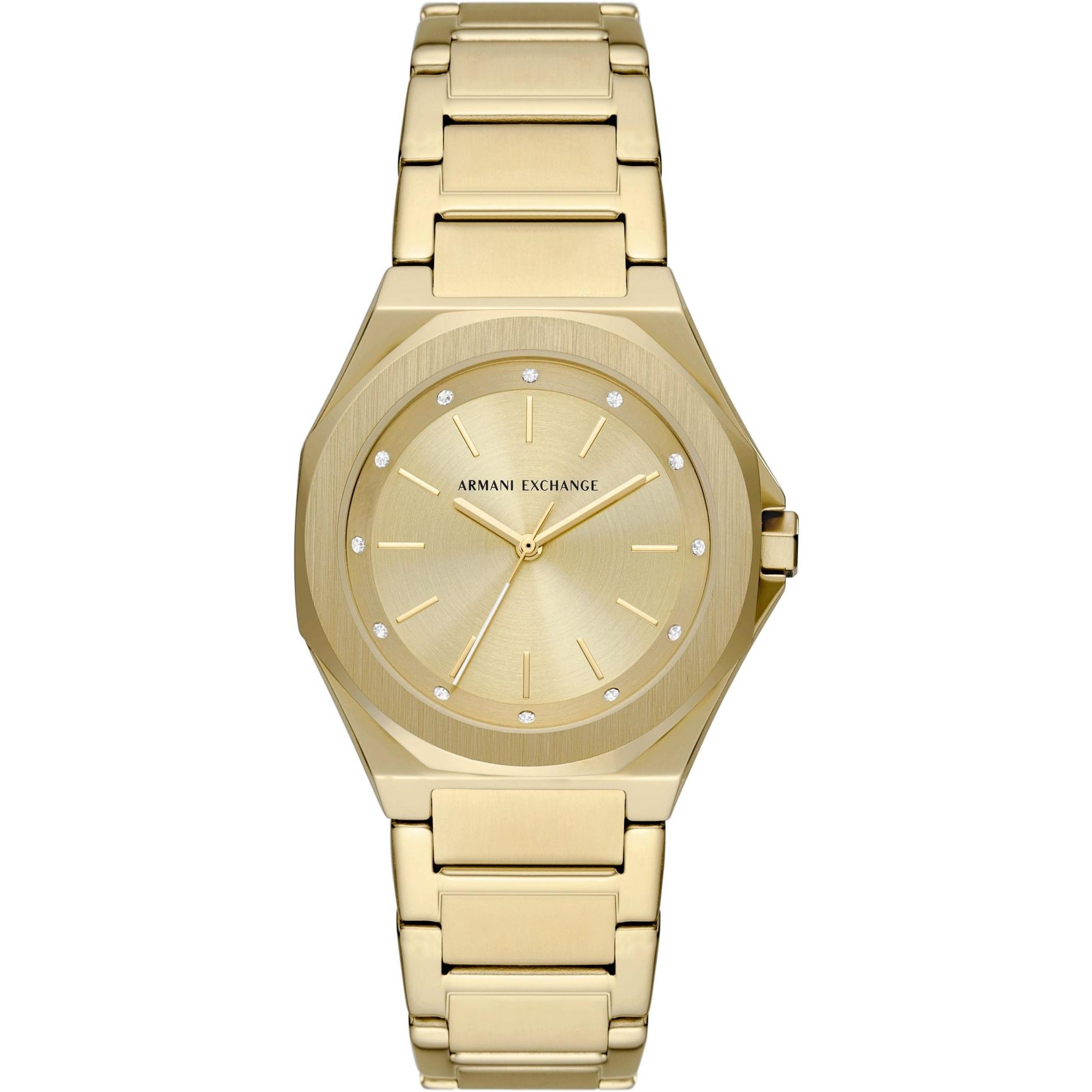 Armani Exchange Andrea 34mm Gold Dial Steel Ladies Quartz Watch AX4608
