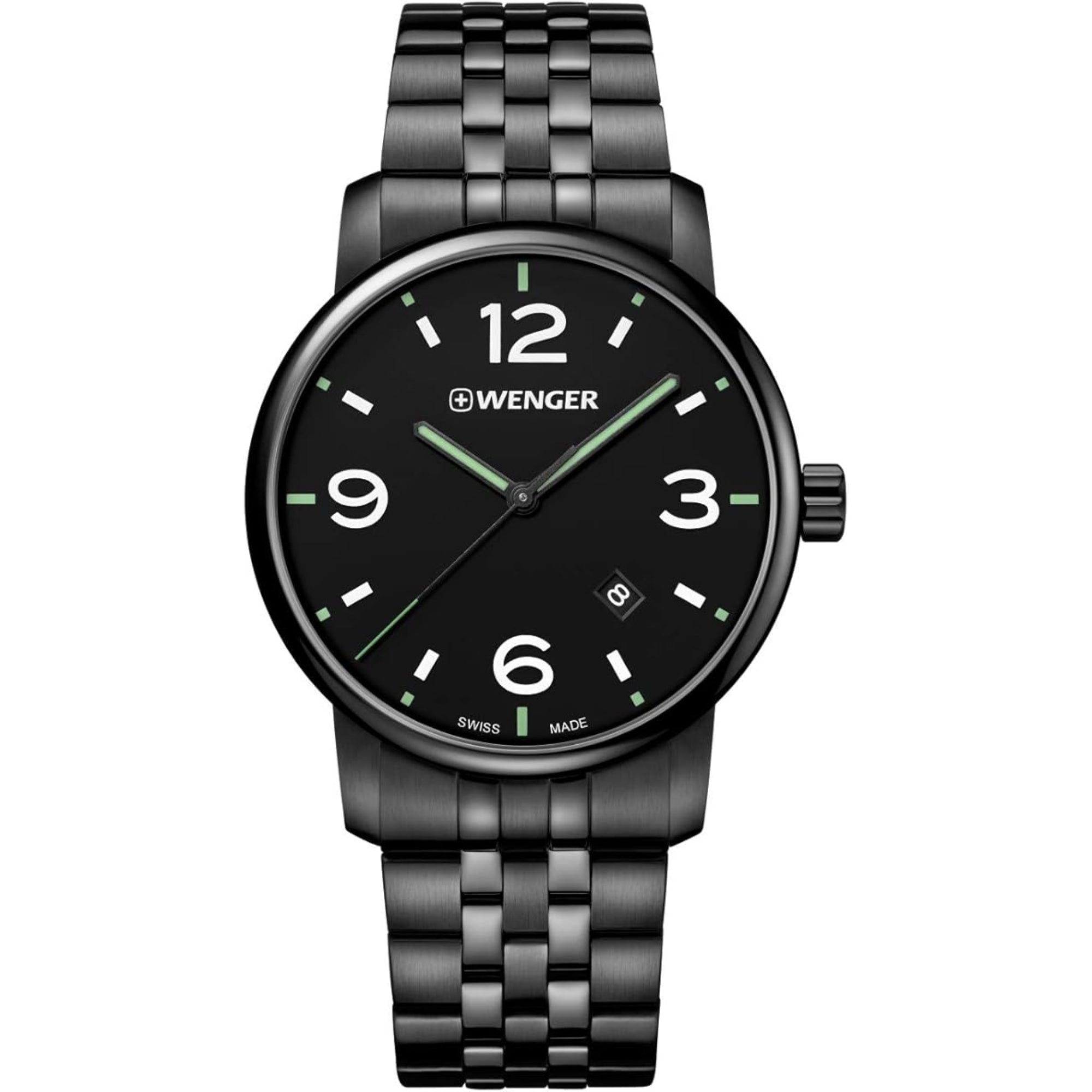 Wenger Urban Metropolitan Quarz Schwarzes Zifferblatt Schwarzes Edelstahlarmband Herren Uhr 01.1741.119