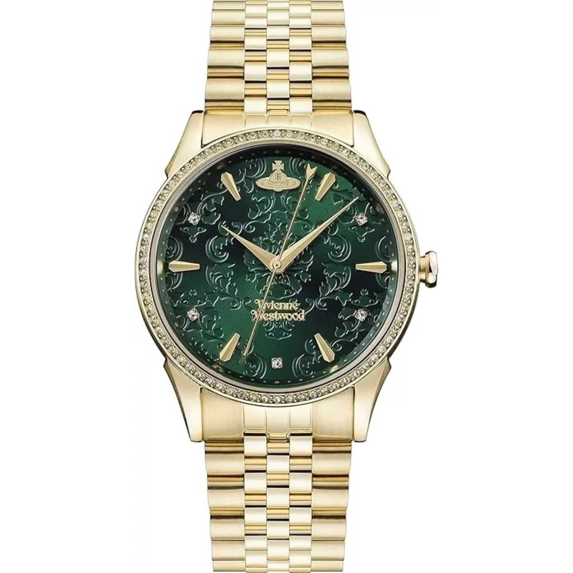 Vivienne Westwood Wallace Quarz Grünes Zifferblatt Gold PVD Edelstahl Damenarmbanduhr