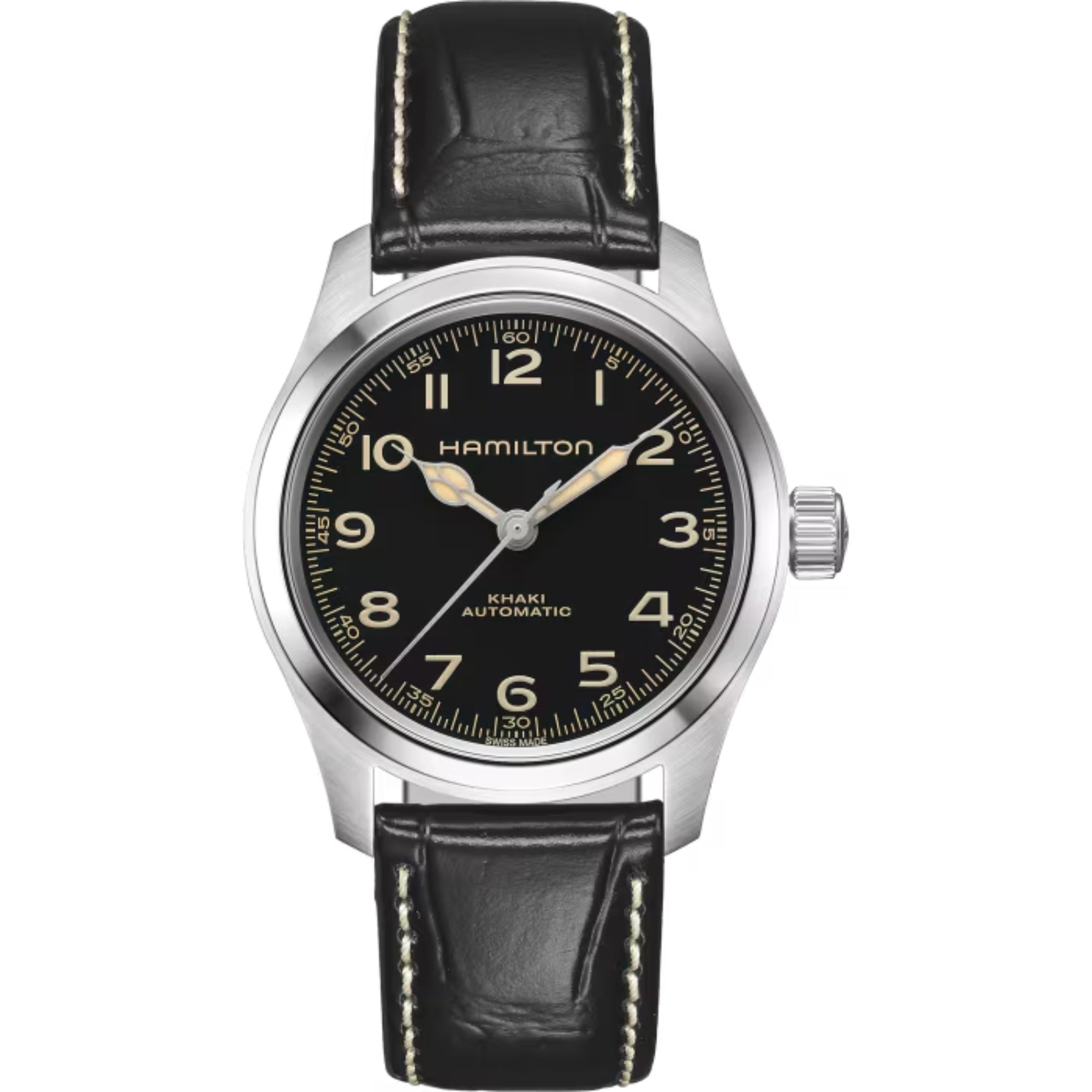 Hamilton Khaki Field 38mm Murph Black Dial Leather Mens Autoimatic Watch H70405730
