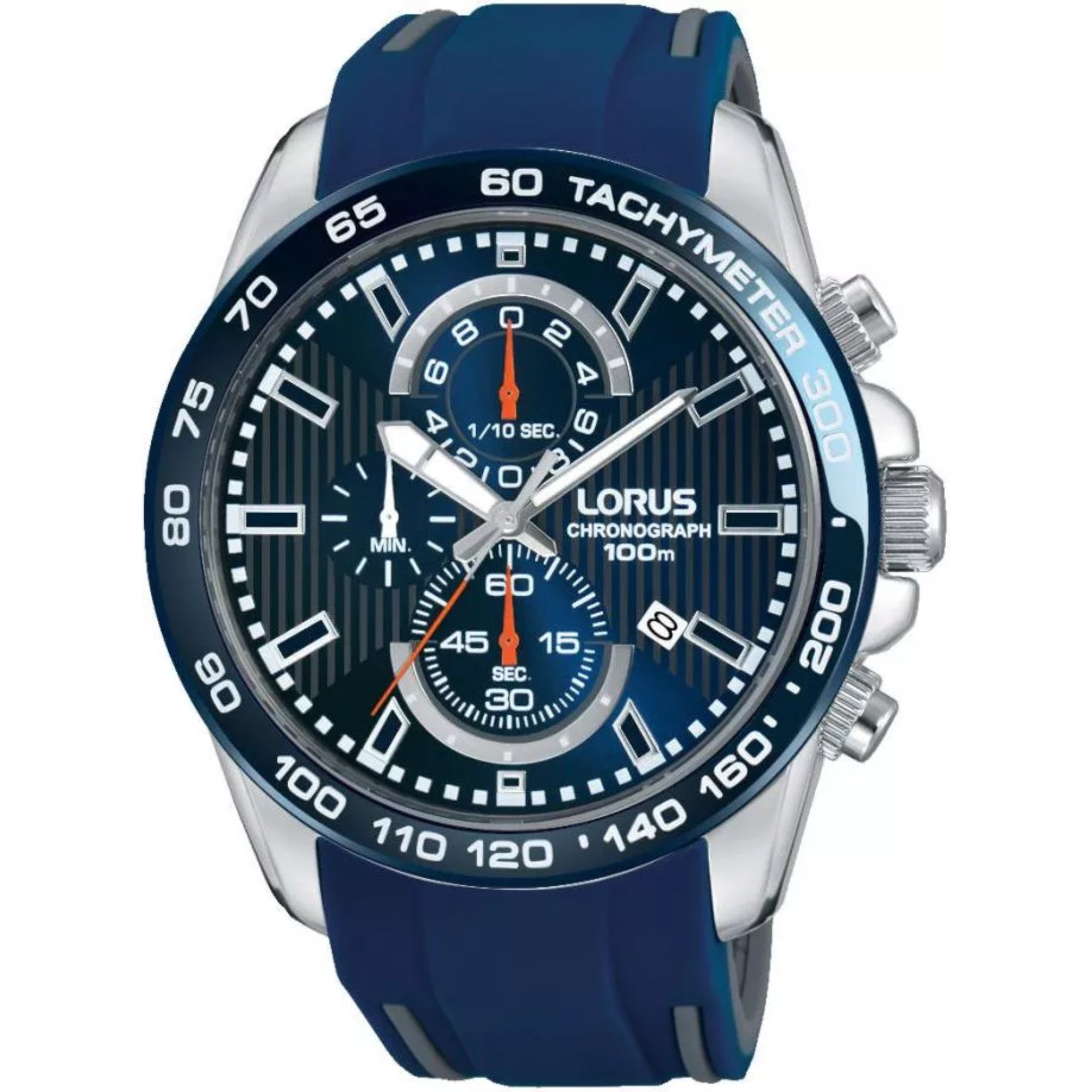 Lorus Sports Blue Rubber Dark Blue Sunray Dial Men's Watch Chronograph RM389CX9 - WatchNation