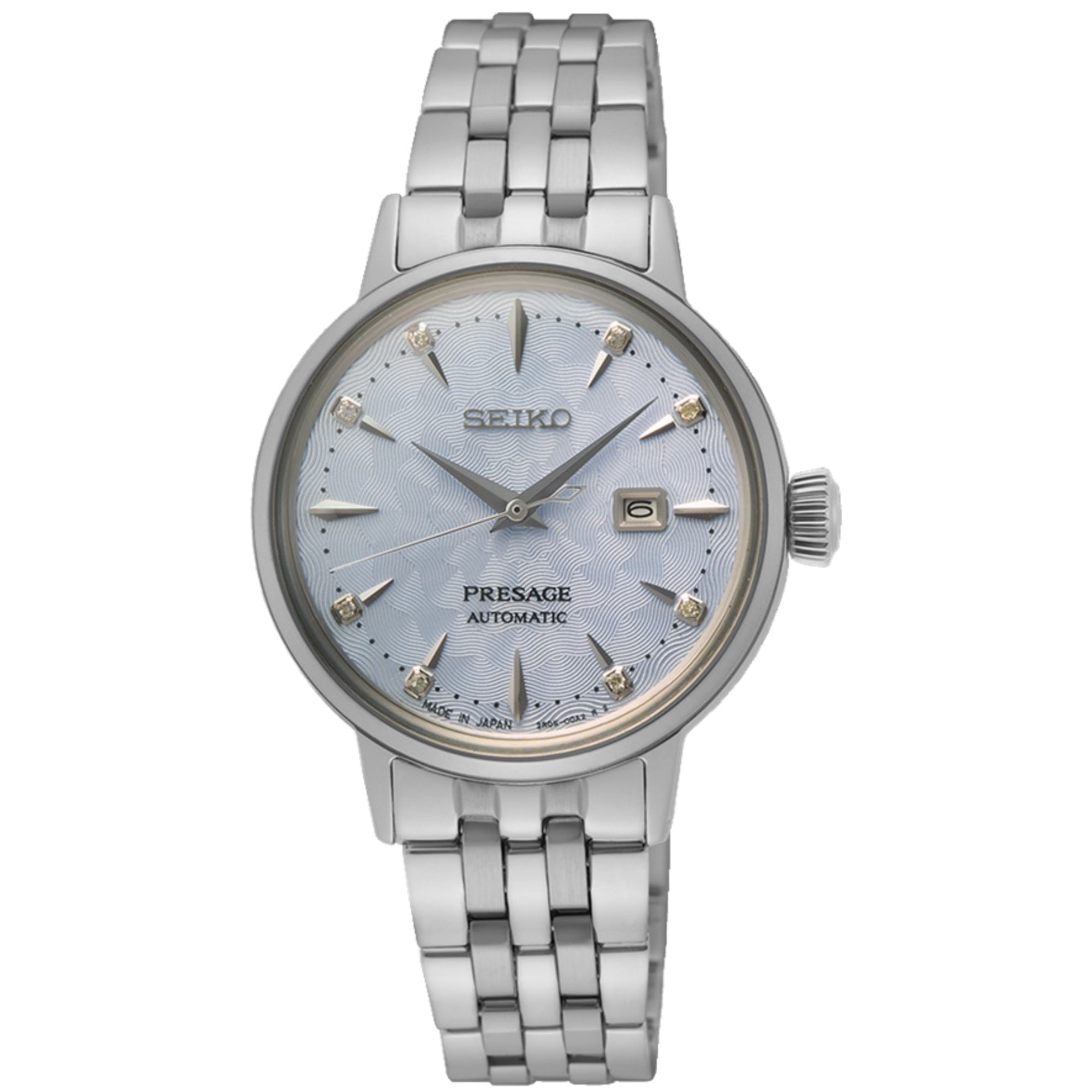 Seiko Presage Cocktail Time Skydiving Diamond Twist Automatik Blaues Zifferblatt Damen Uhr SRE007J1